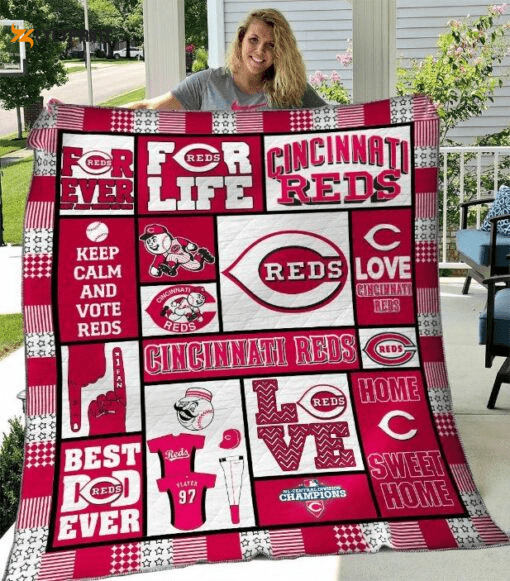 cincinnati reds quilt blanket for fans home decor gift 2 3