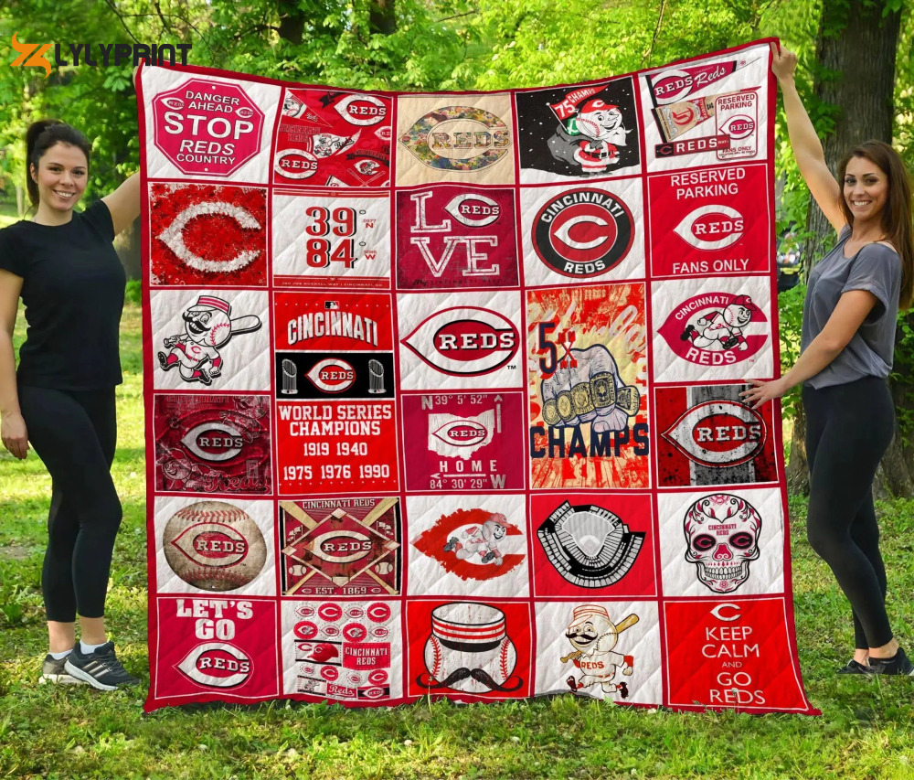 cincinnati reds quilt blanket for fans home decor gift 2a 3