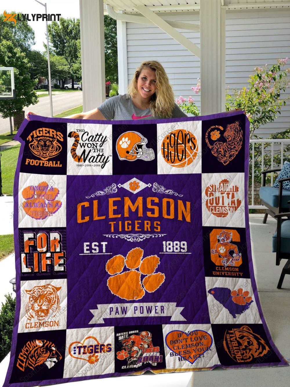 clemson tigers 3 quilt blanket for fans home decor gift