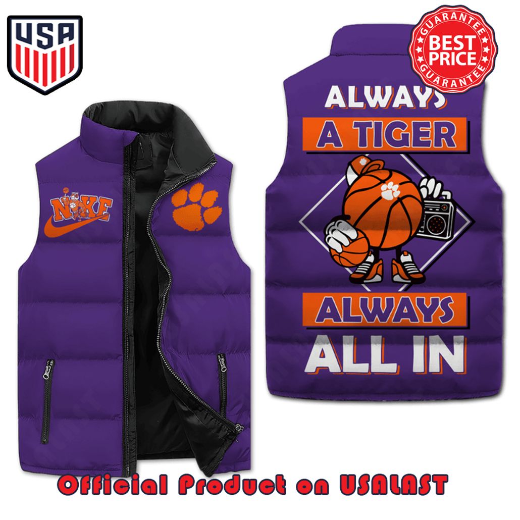 clemson tigers always a tiger allways allin nike puffer sleeveless jacket 1 sVcn5