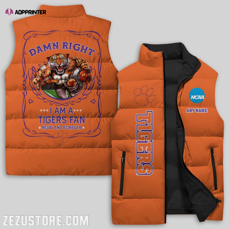 clemson tigers ncaa sleeveless puffer jacket custom for fans gifts