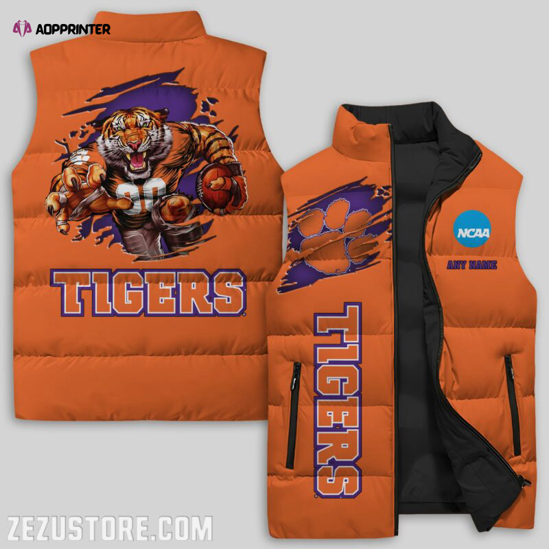 clemson tigers sleeveless puffer jacket custom for fans spj1883