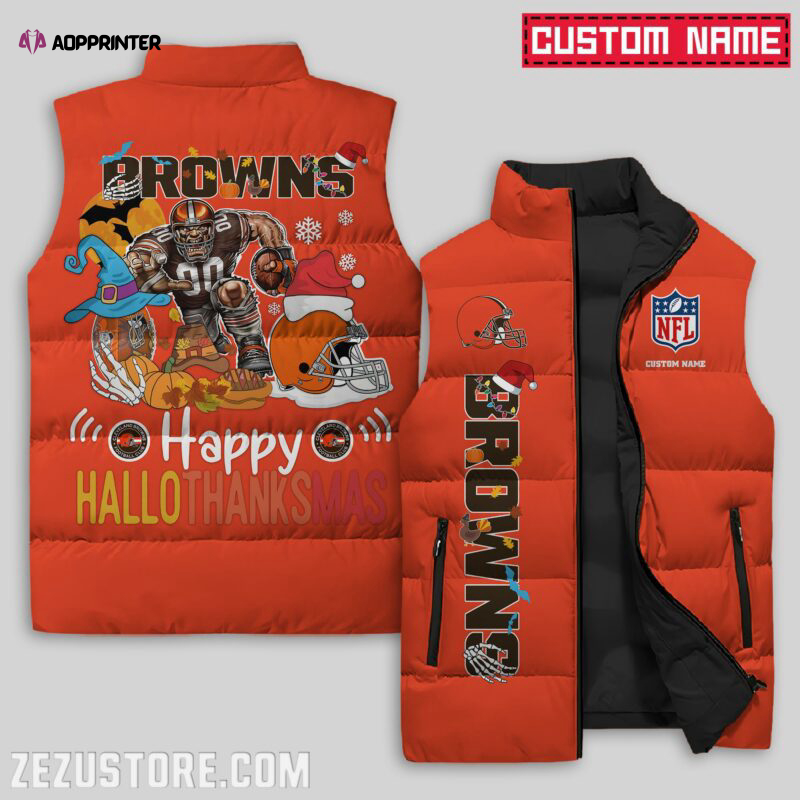 cleveland browns nfl sleeveless puffer jacket custom for fans gifts 18