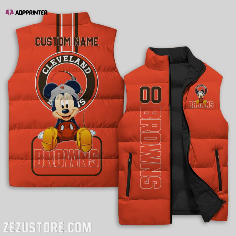 cleveland browns nfl sleeveless puffer jacket custom for fans gifts