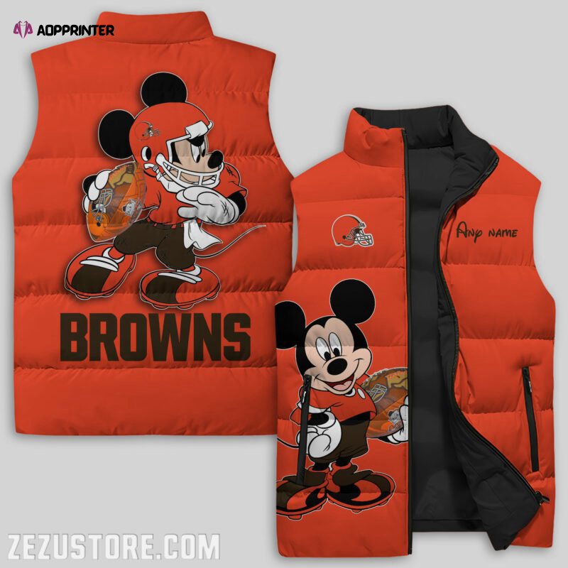 cleveland browns nfl sleeveless puffer jacket custom for fans spj1379