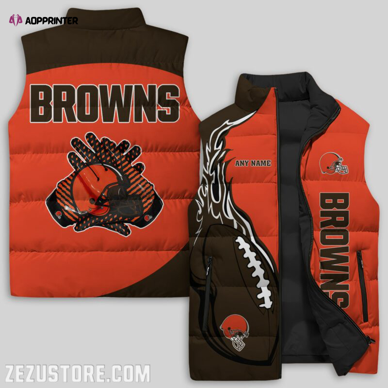 cleveland browns nfl sleeveless puffer jacket custom for fans spj1644