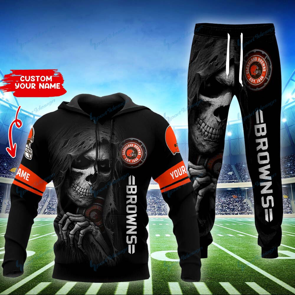 cleveland browns personalized hoodie and jogger set bg837 10bhi