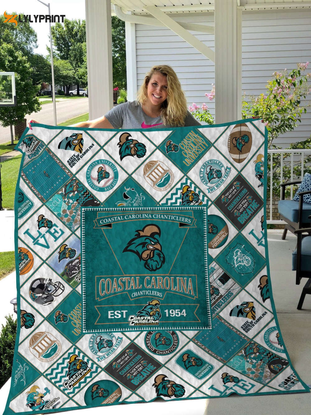 coastal carolina chanticleers 2 quilt blanket for fans home decor gift 3