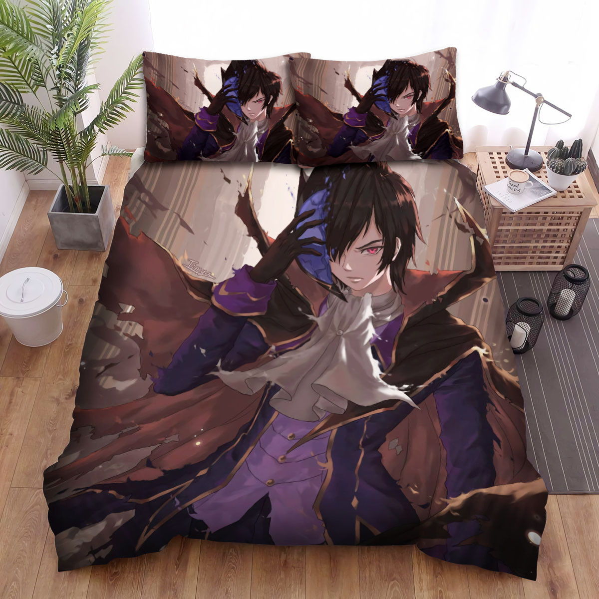 code geass lelouch with broken mask bed sheets spread comforter duvet cover bedding sets eai6a