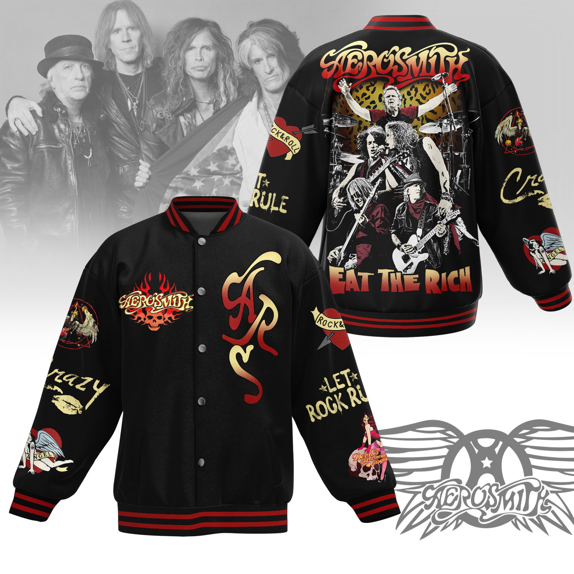 comfimerch aerosmith new bomber baseball jacket for fan gmrg6