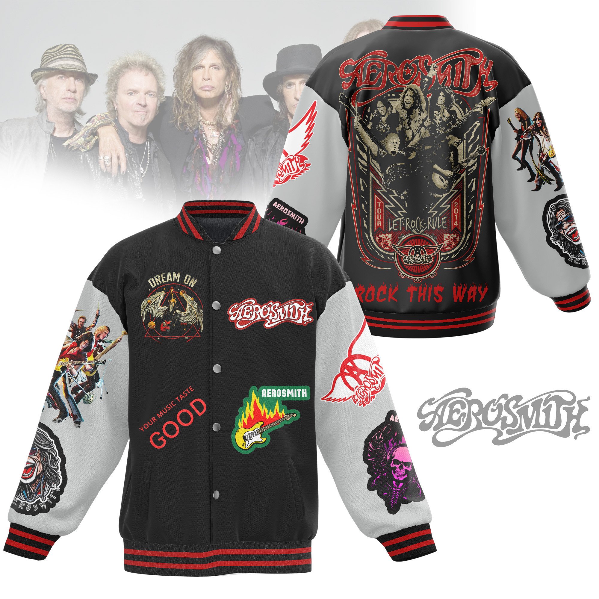 comfimerch aerosmith new bomber baseball jacket for fan qhhsp