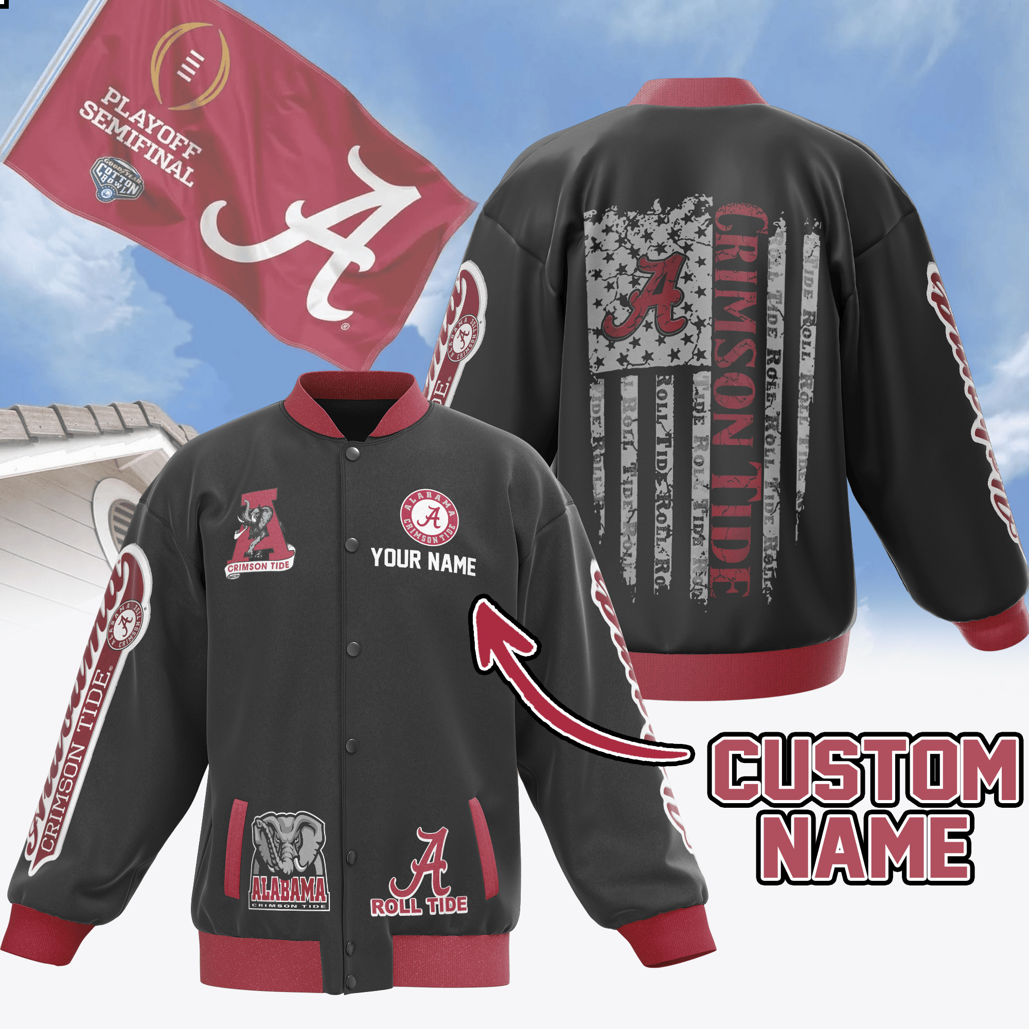 comfimerch alabama crimson tide ncaa new bomber baseball jacket for fan its14