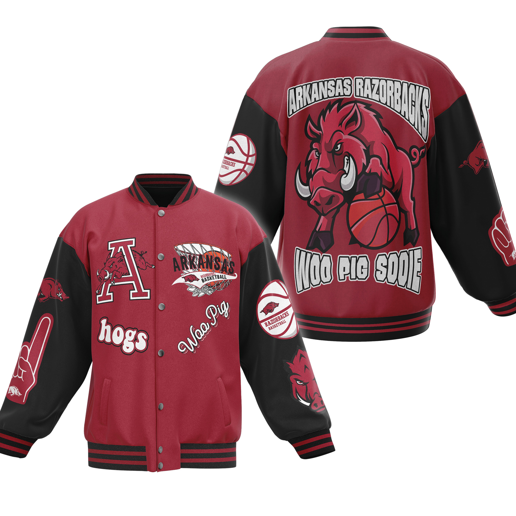 comfimerch arkansas razorbacks ncaa new bomber baseball jacket for fan wpagz