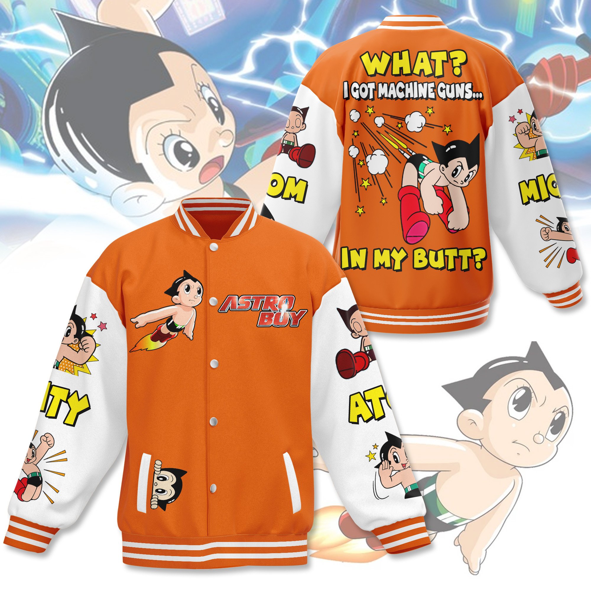 comfimerch astro boy machine gun new bomber baseball jacket for fan pmubv