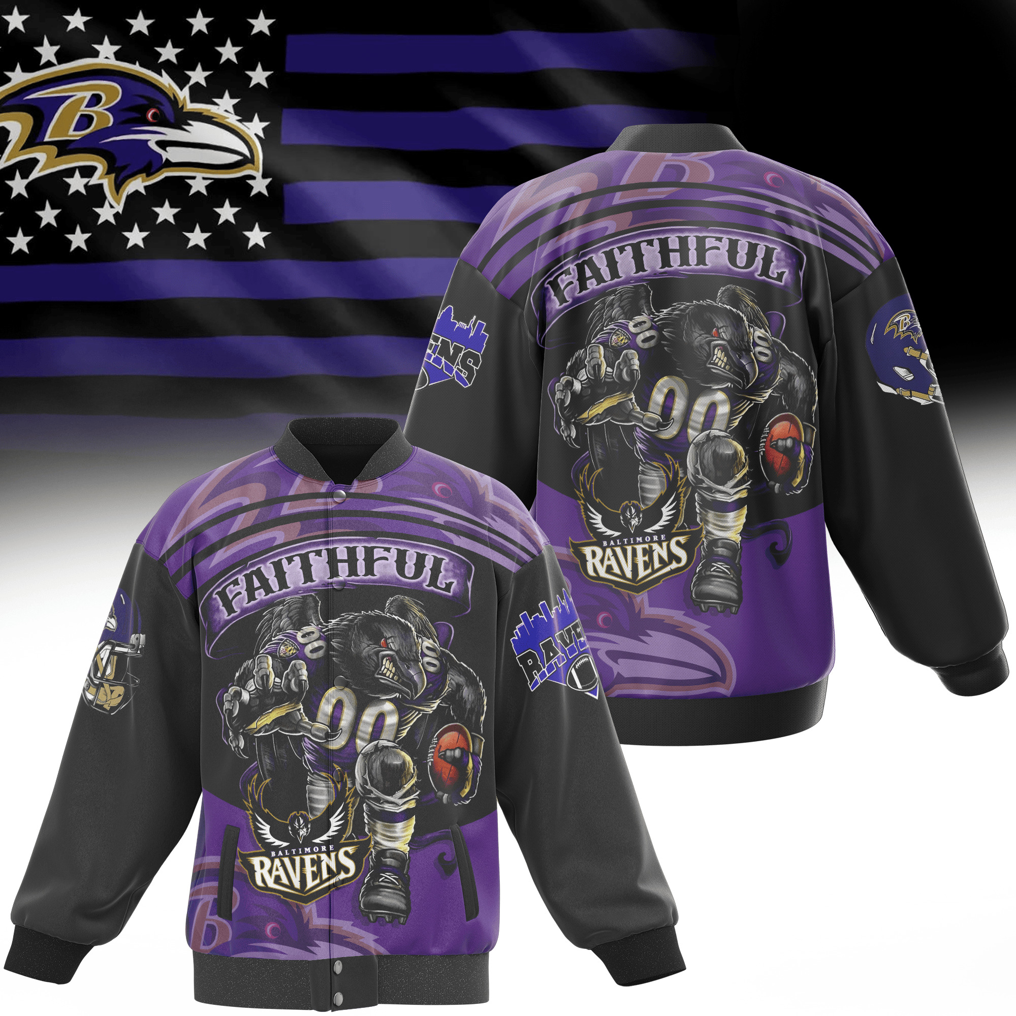 comfimerch baltimore ravens nfl new bomber baseball jacket for fan 3ilmo