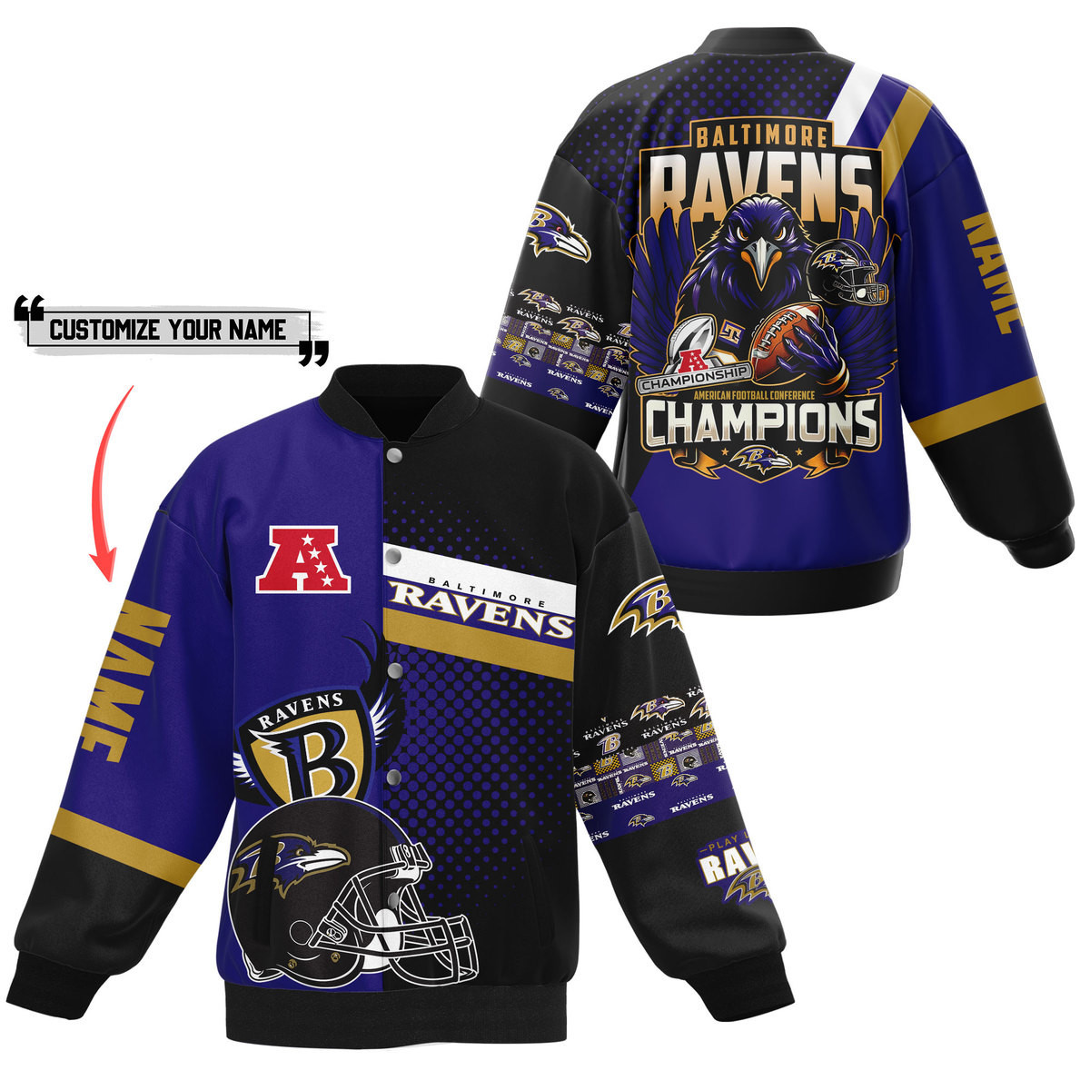 comfimerch baltimore ravens nfl new bomber baseball jacket for fan fpj7k