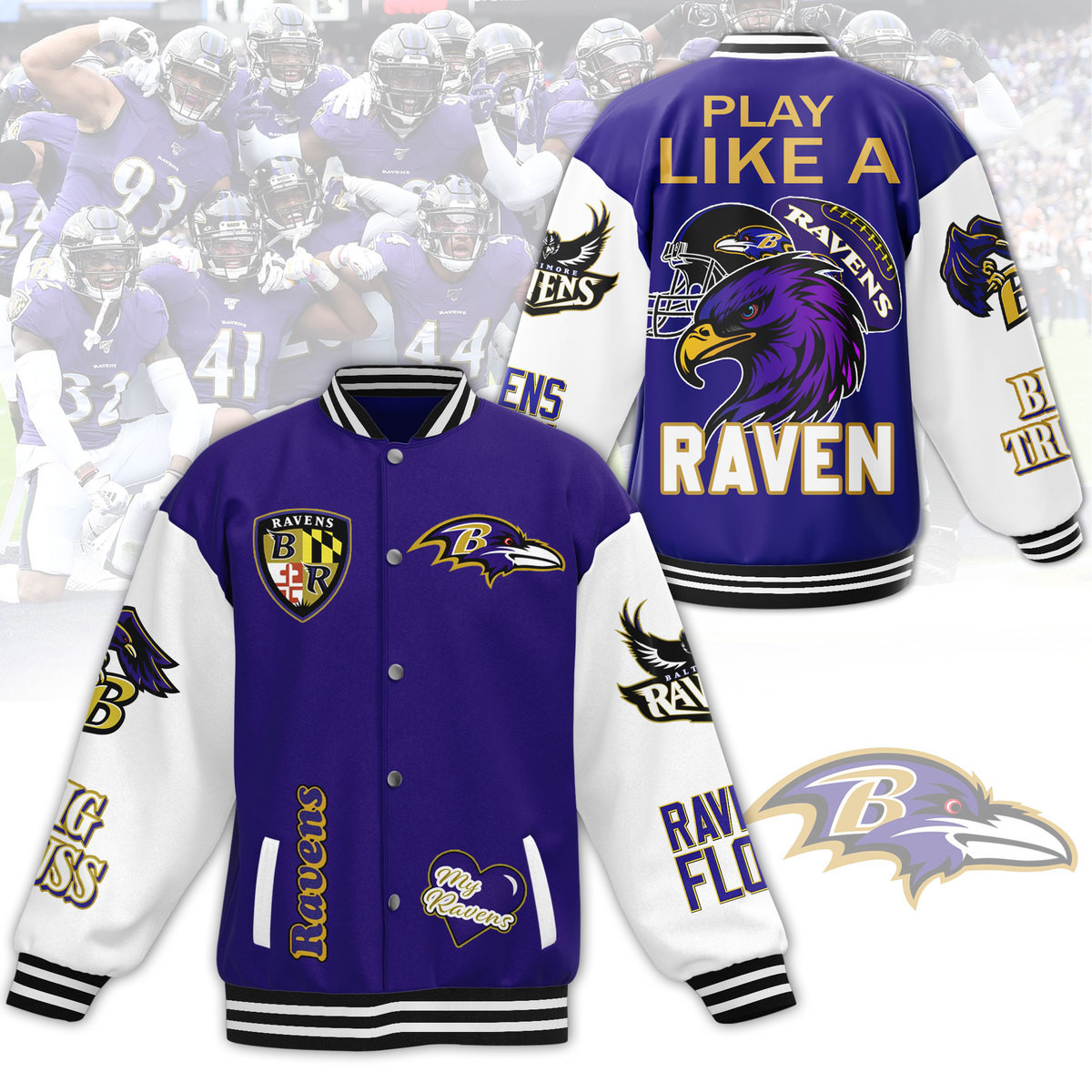 comfimerch baltimore ravens nfl new bomber baseball jacket for fan gcksb