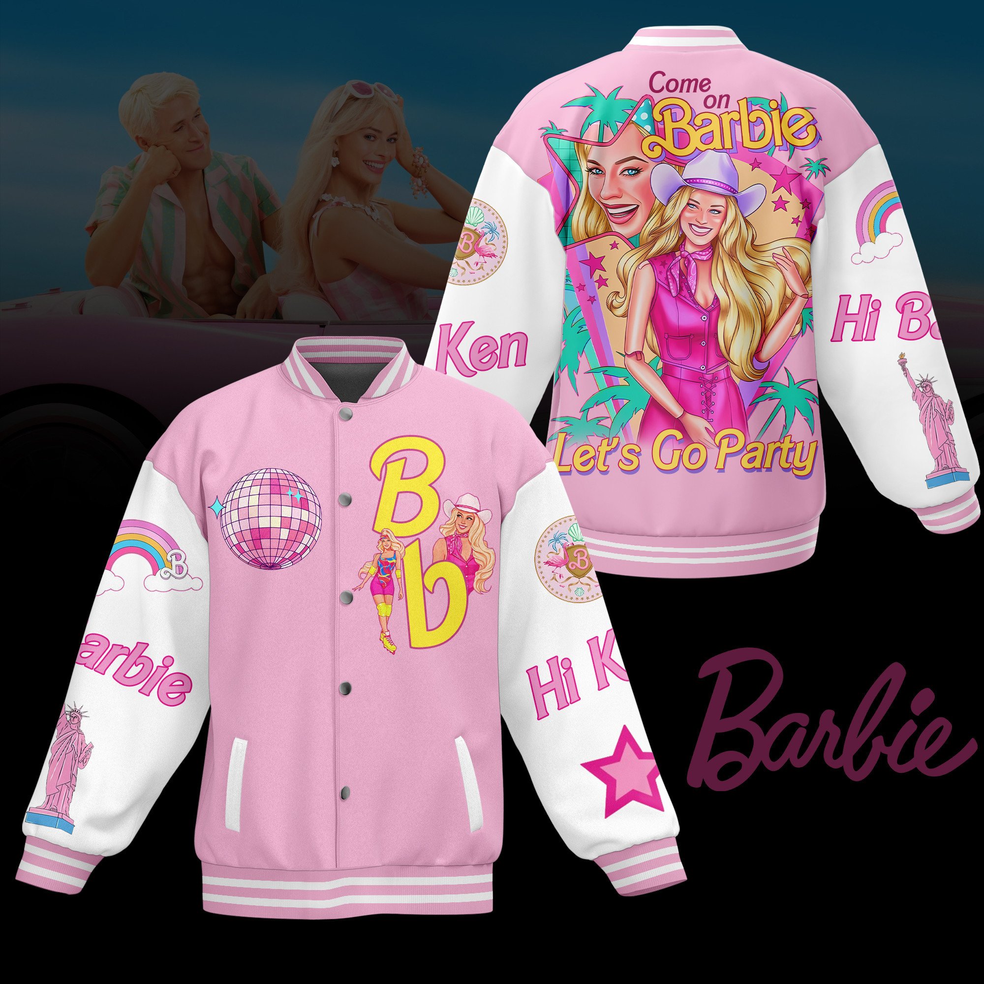 comfimerch barbie new bomber baseball jacket for fan nslpz