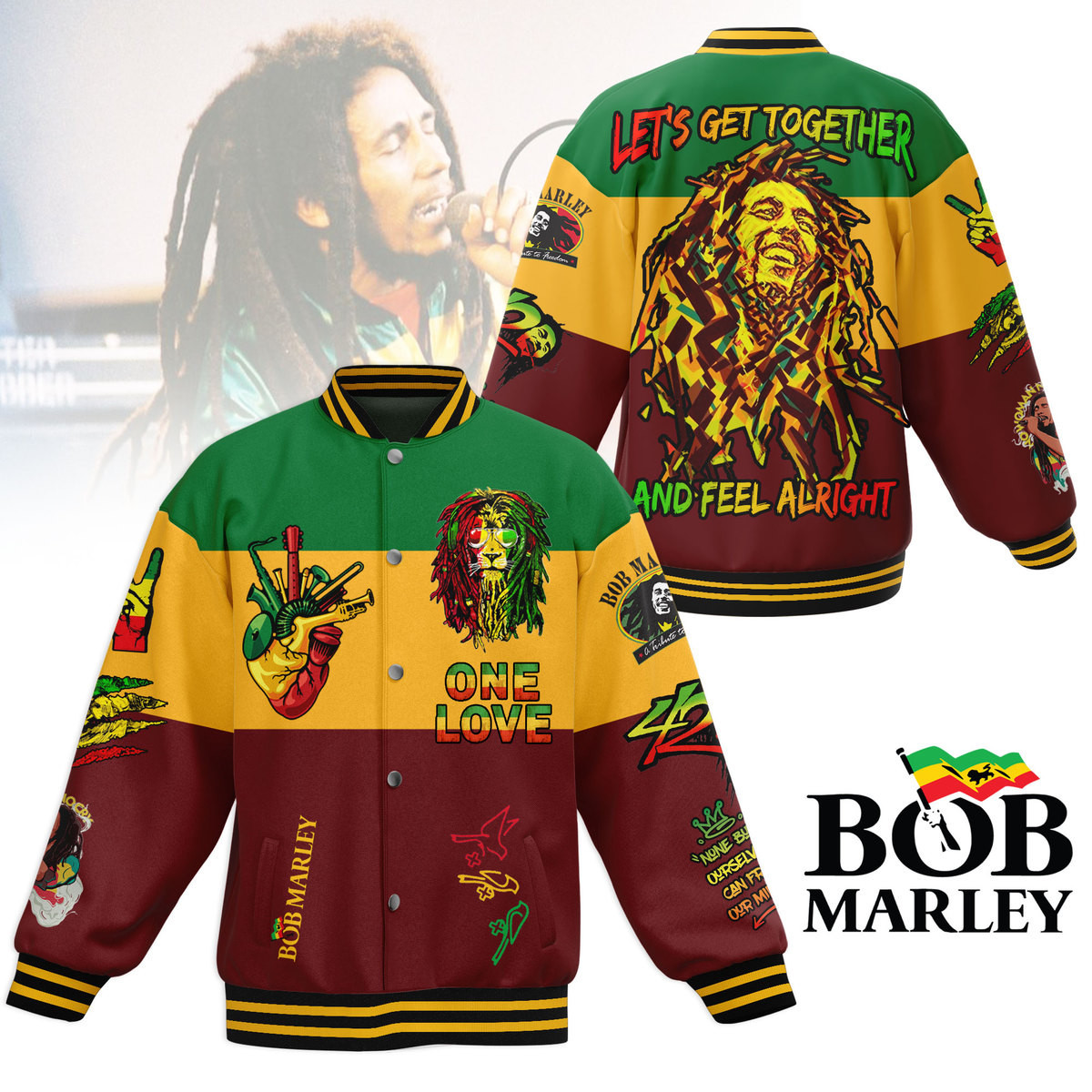 comfimerch bob marley new bomber baseball jacket for fan bkngl