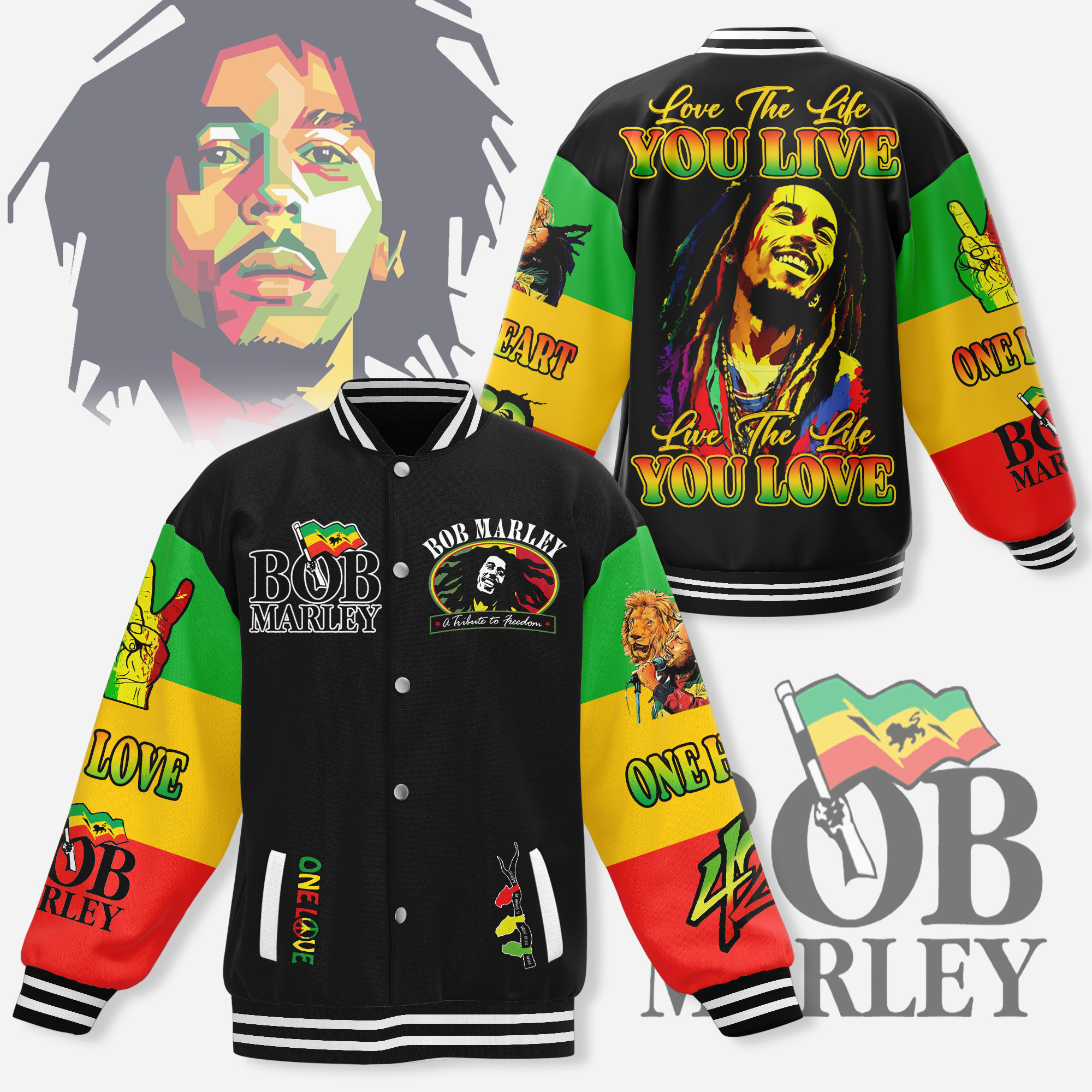 comfimerch bob marley new bomber baseball jacket for fan mzrl5