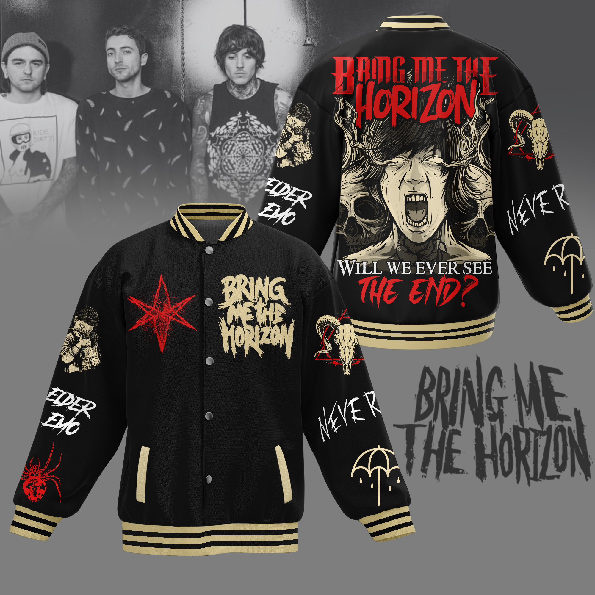 comfimerch bring me the horizon new bomber baseball jacket for fan xvptk