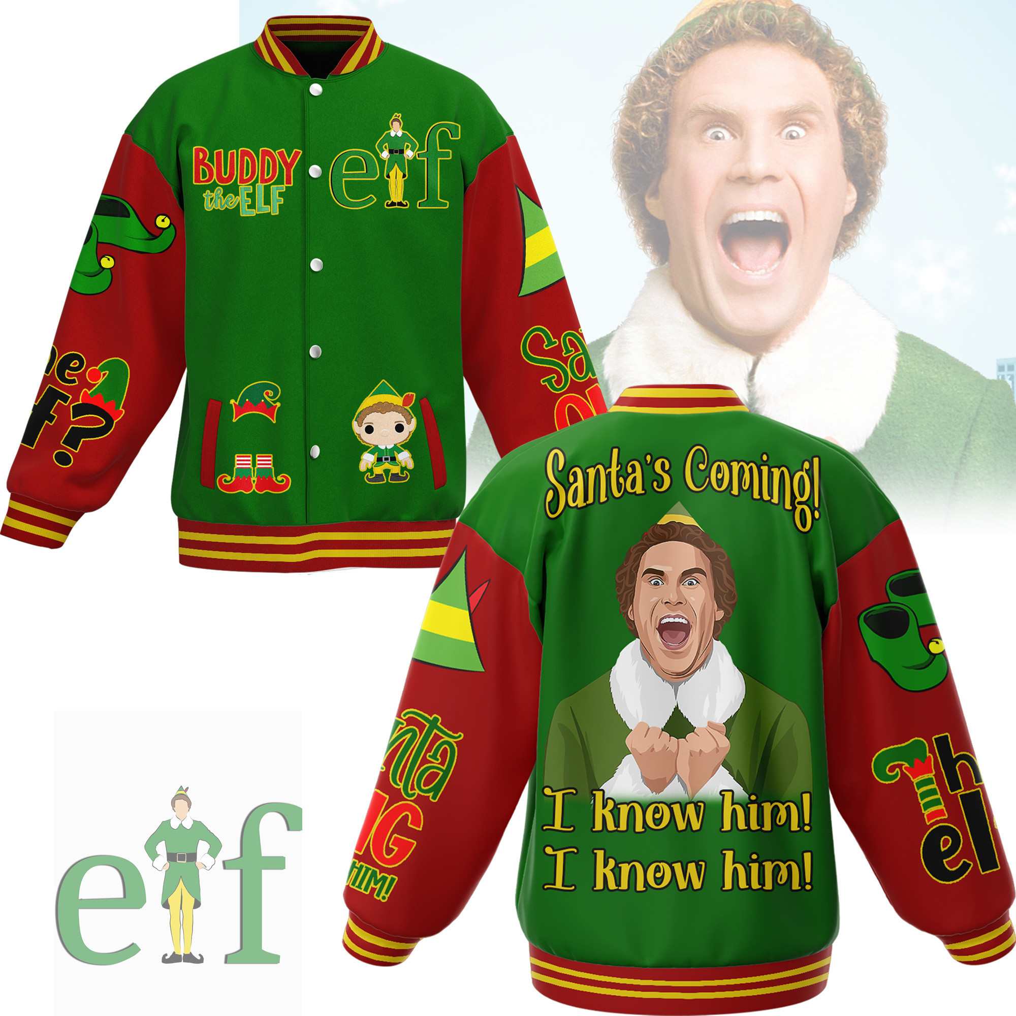 comfimerch buddy the elf new bomber baseball jacket for fan ppe2j