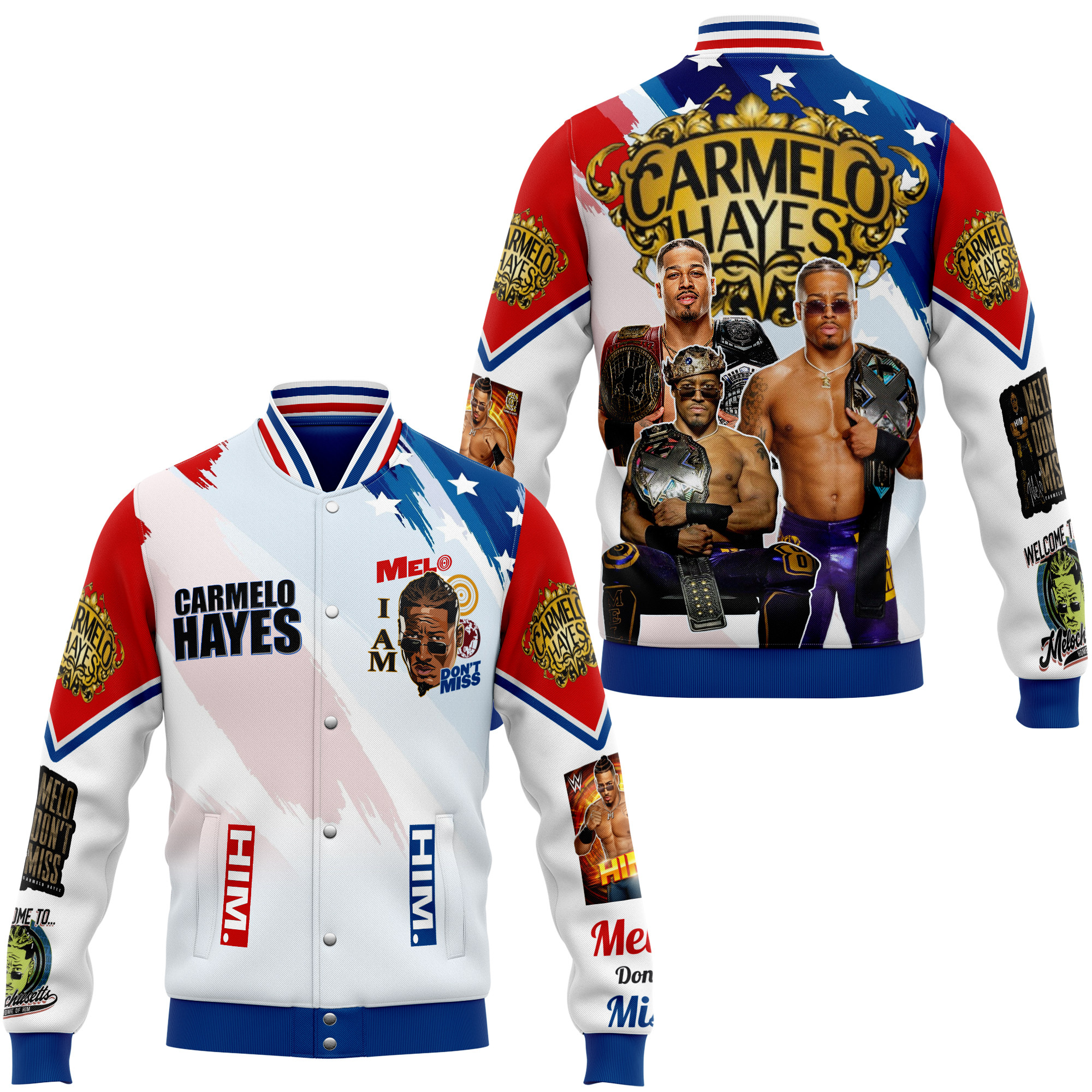 comfimerch carmelo hayes new bomber baseball jacket for fan yjf0w