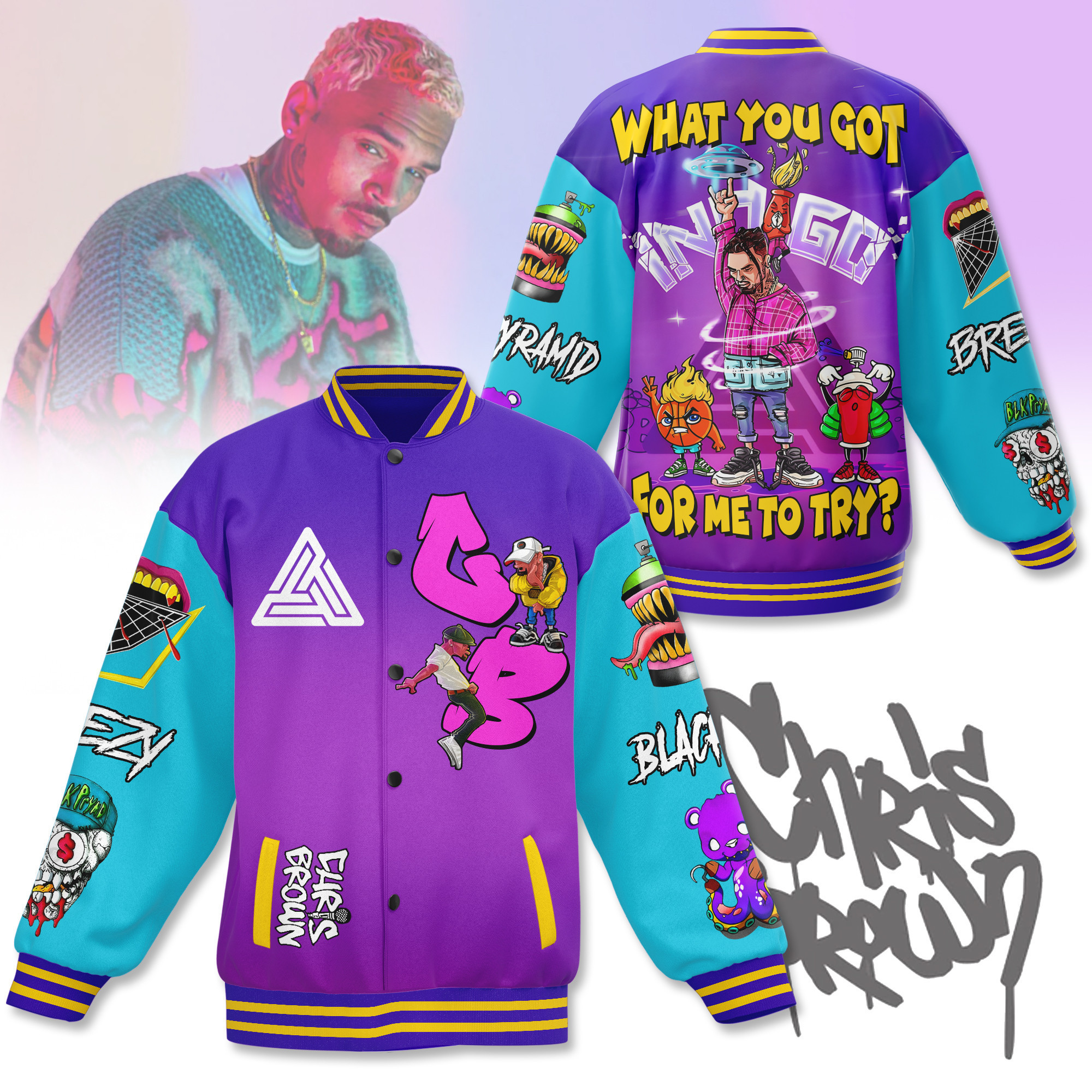 comfimerch chris brown new bomber baseball jacket for fan mjcru