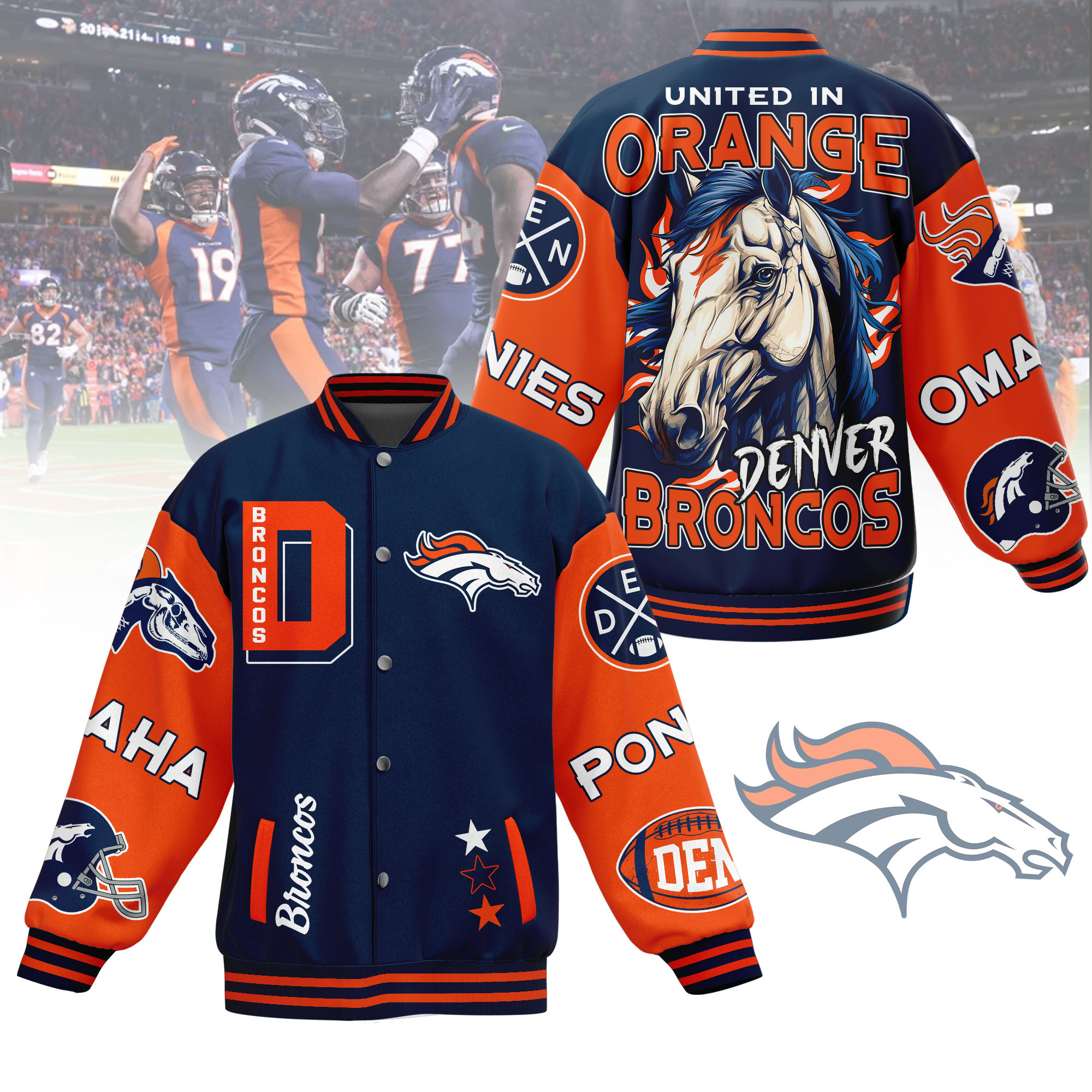 comfimerch denver broncos nfl new bomber baseball jacket for fan 0amjh