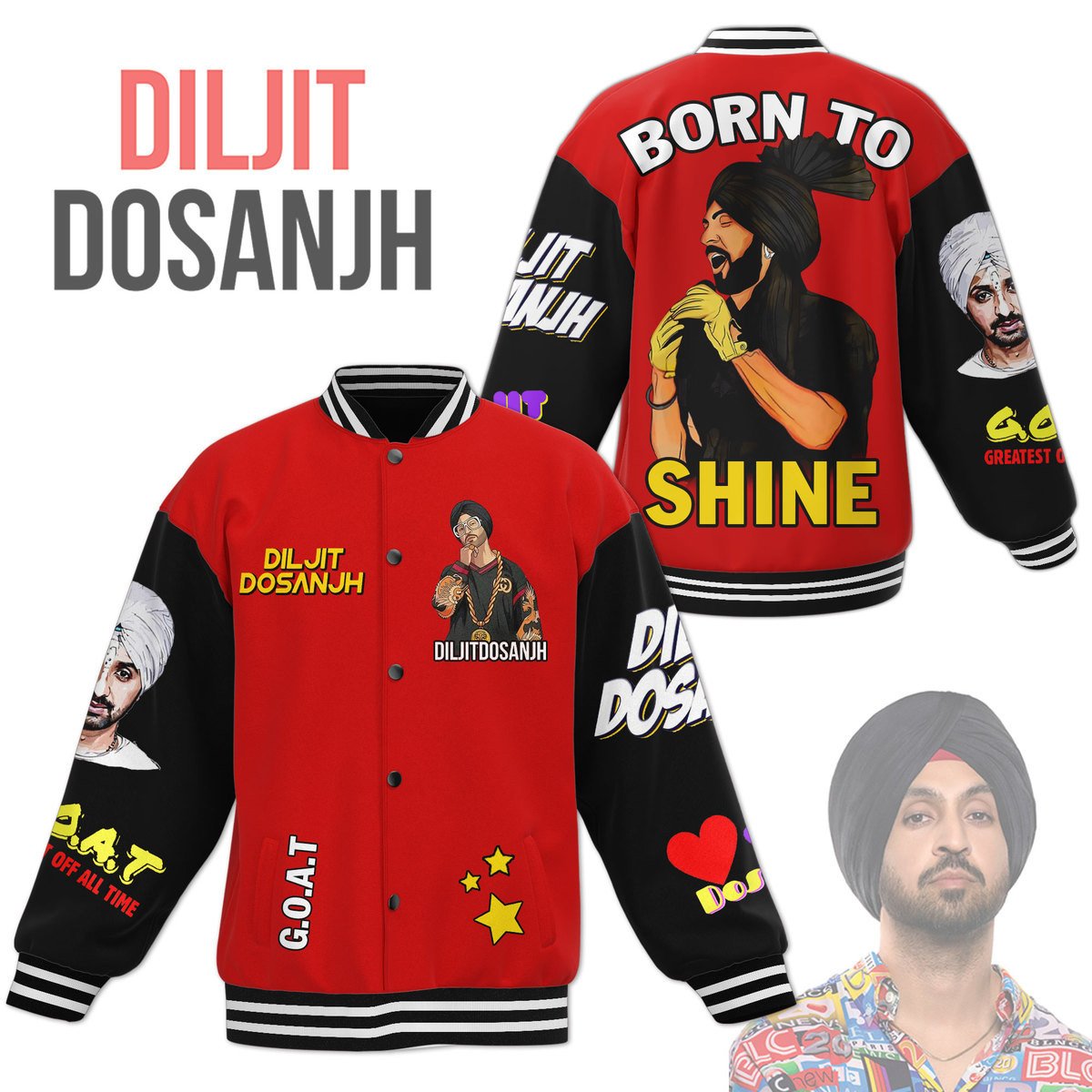 comfimerch diljit dosanjh new bomber baseball jacket for fan gfeh1