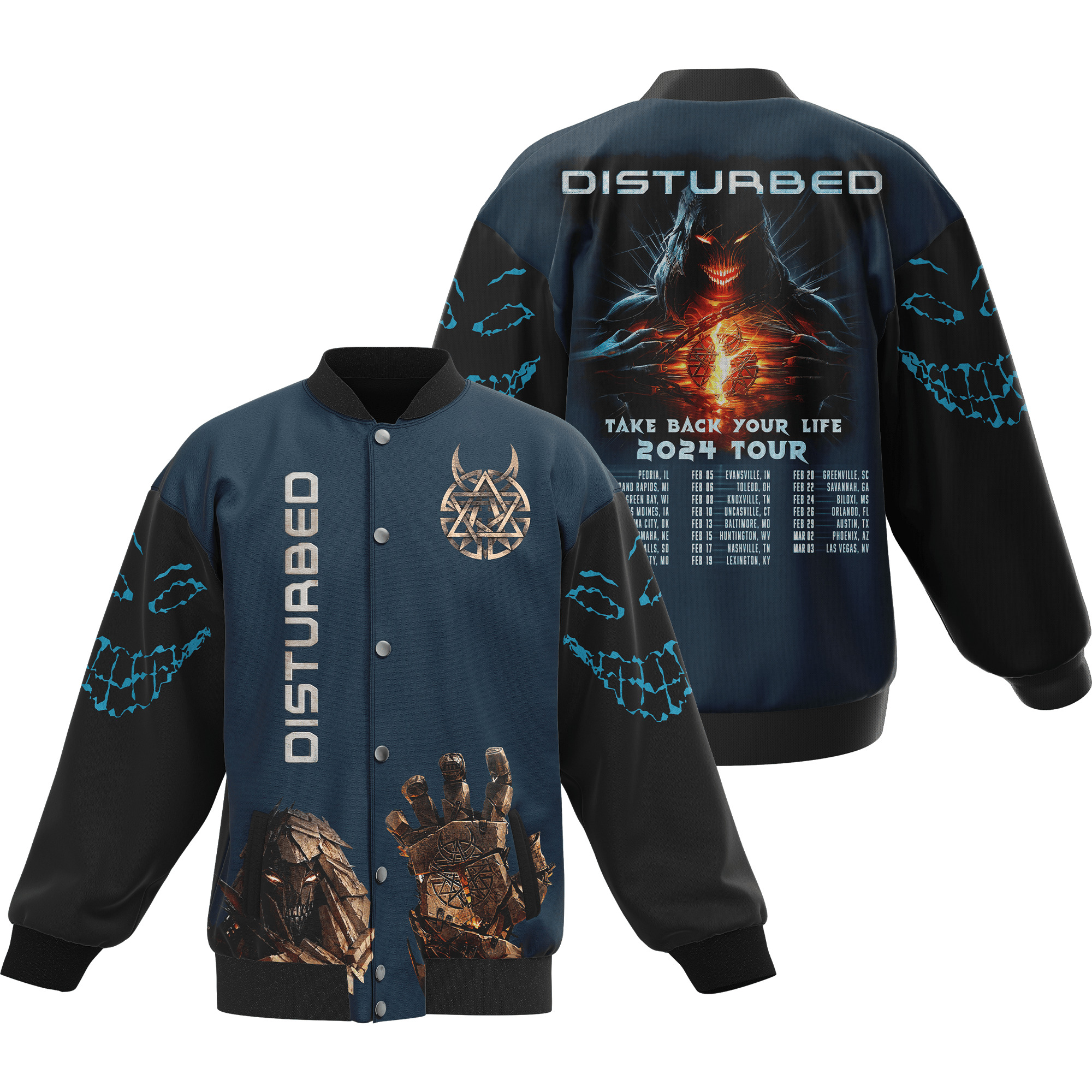 comfimerch disturbed new bomber baseball jacket for fan iyvij