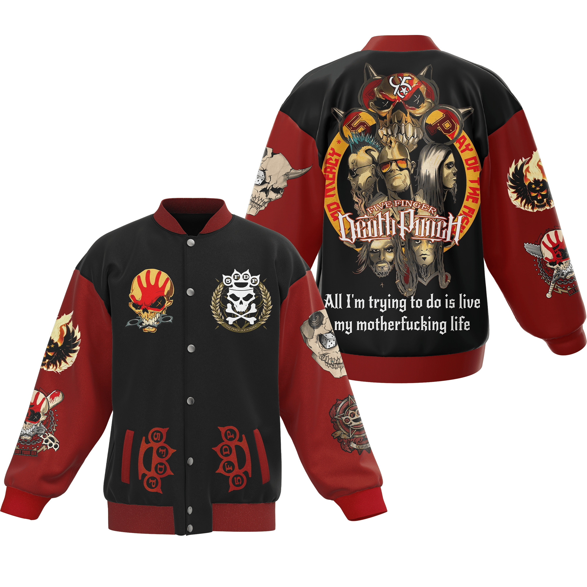 comfimerch five finger death punch new bomber baseball jacket for fan pimit