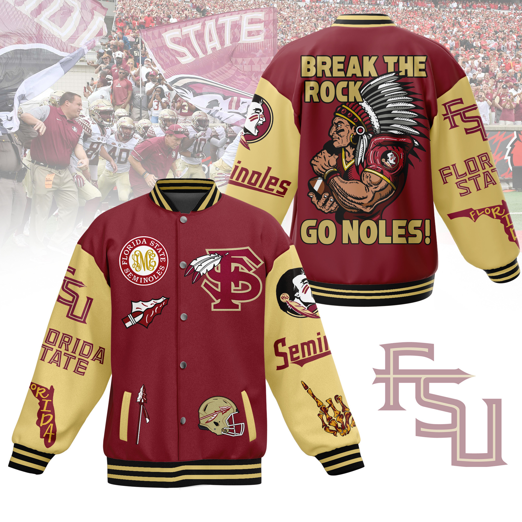 comfimerch florida state ncaa new bomber baseball jacket for fan oncak