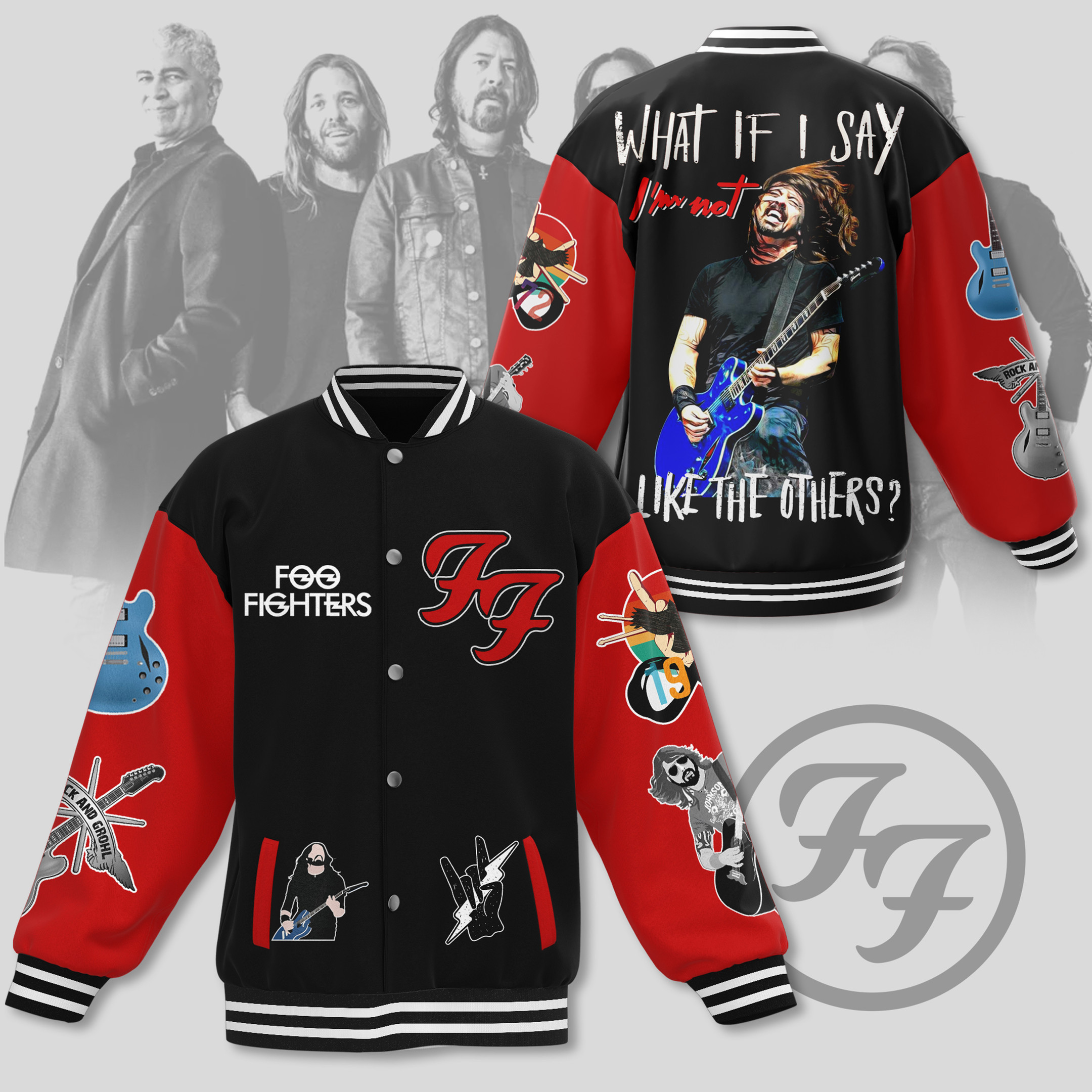 comfimerch foo fighters new bomber baseball jacket for fan auwtj