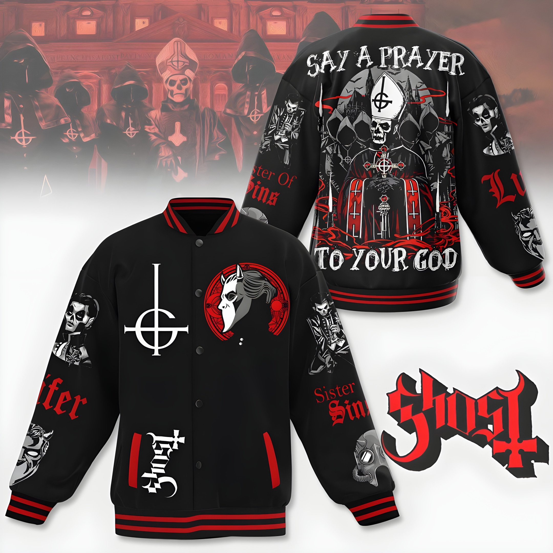 comfimerch ghost sisters of sin new bomber baseball jacket for fan pmpsf