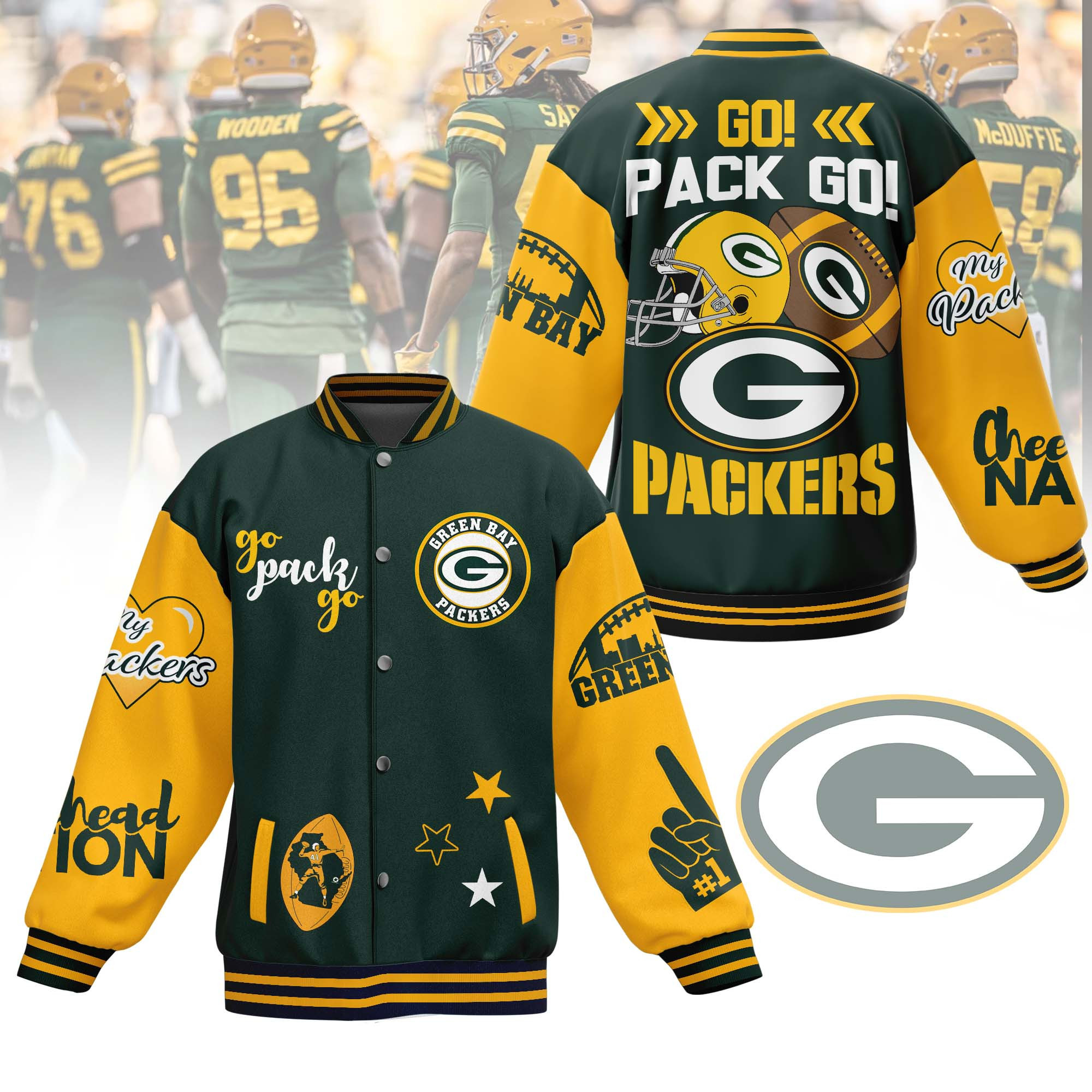 comfimerch green bay packers nfl new bomber baseball jacket for fan jndj6