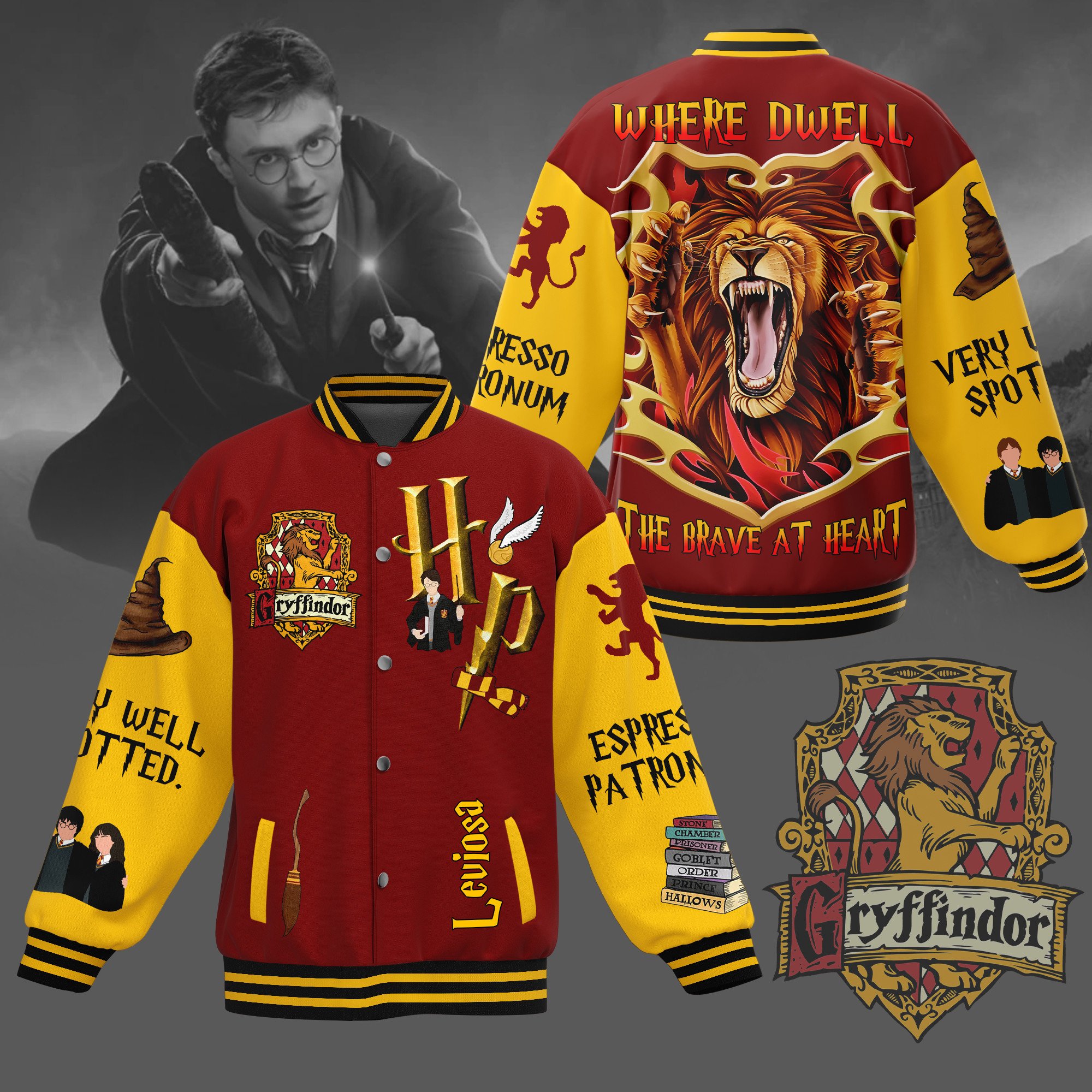 comfimerch gryffindor house harry potter new bomber baseball jacket for fan 5sarv