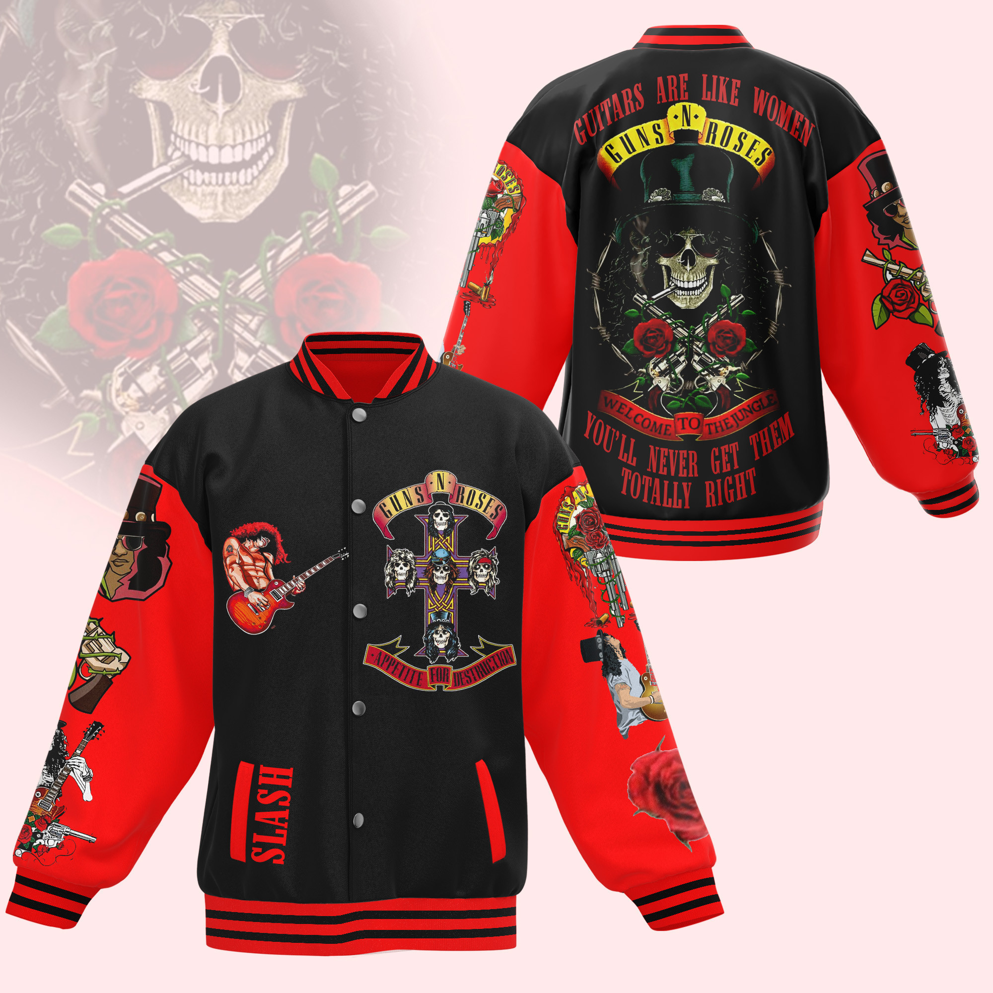 comfimerch guns n roses new bomber baseball jacket for fan vudkd