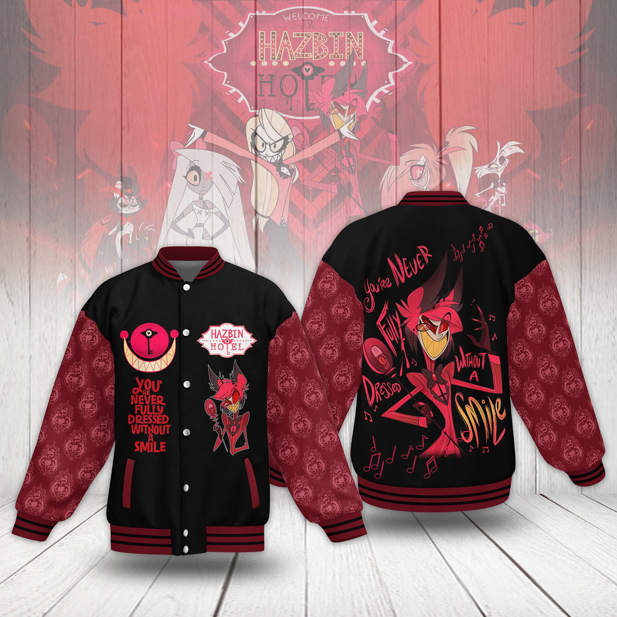 comfimerch hazbin hotel new bomber baseball jacket for fan bictm