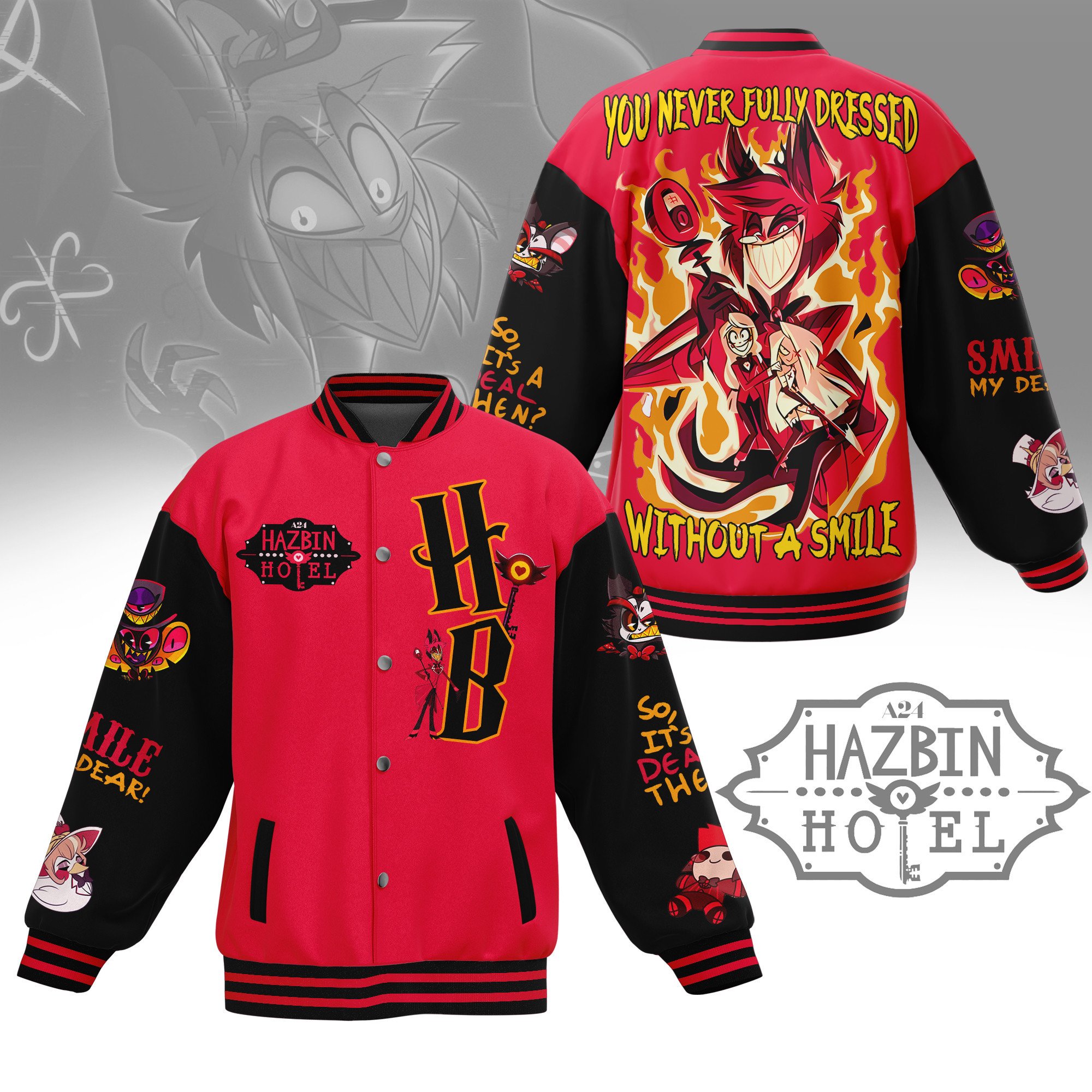 comfimerch hazbin hotel new bomber baseball jacket for fan pnedx