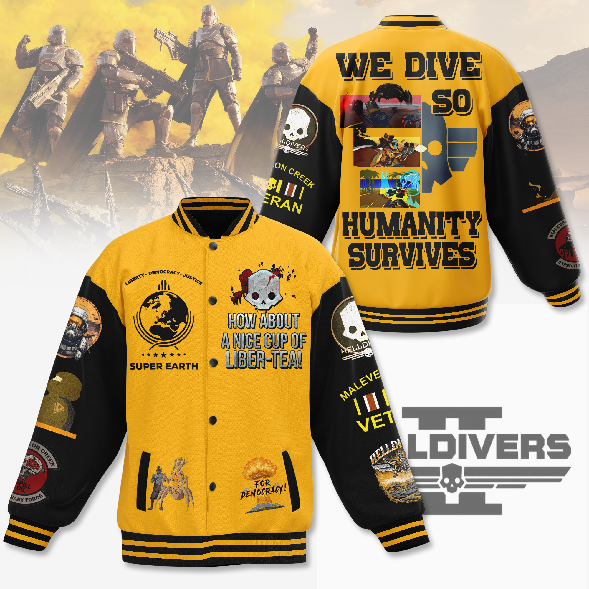 comfimerch helldivers new bomber baseball jacket for fan wkkqa