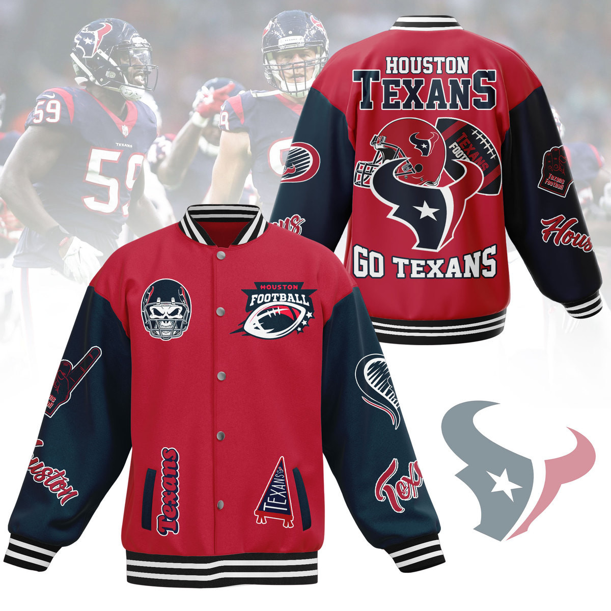 comfimerch houston texans nfl new bomber baseball jacket for fan gxia4