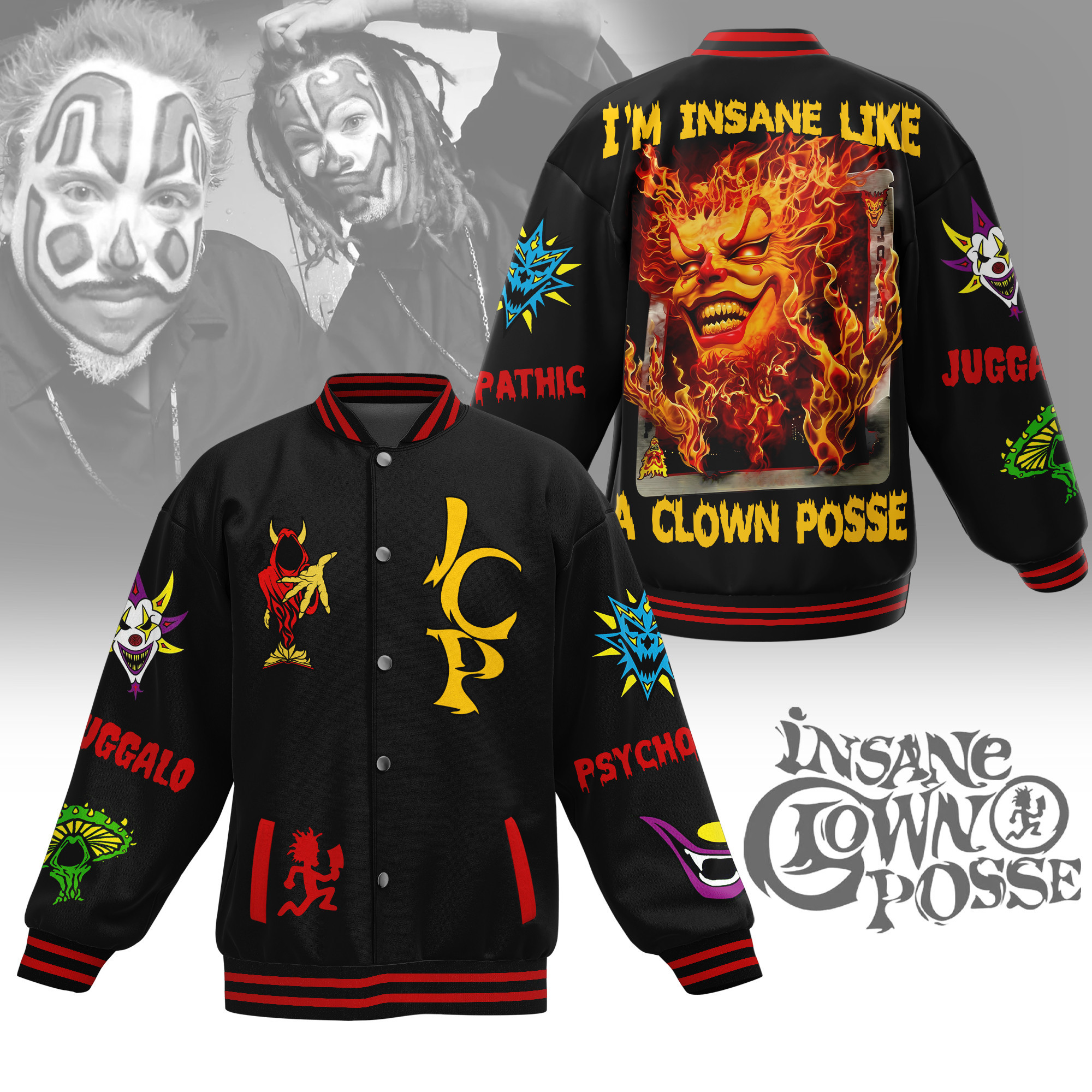 comfimerch insane clown possenew bomber baseball jacket for fan bcwdw