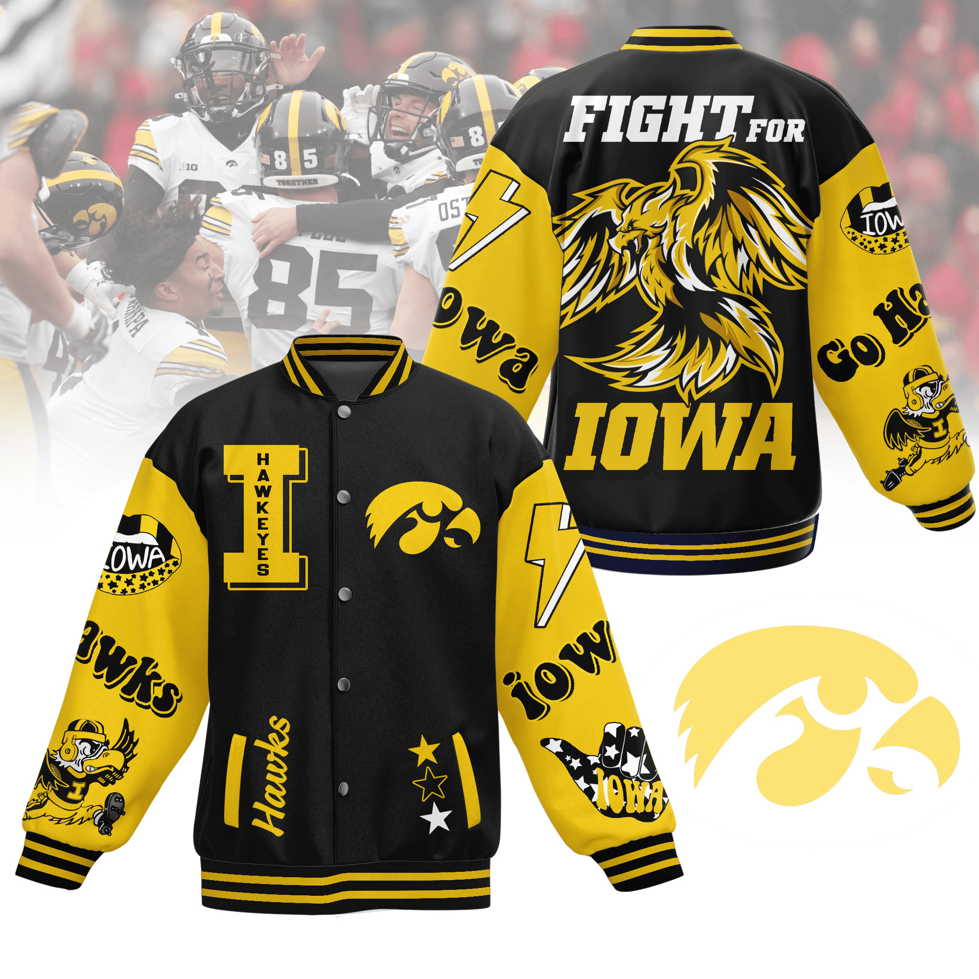 comfimerch iowa hawkeyes ncaa new bomber baseball jacket for fan f8zyk