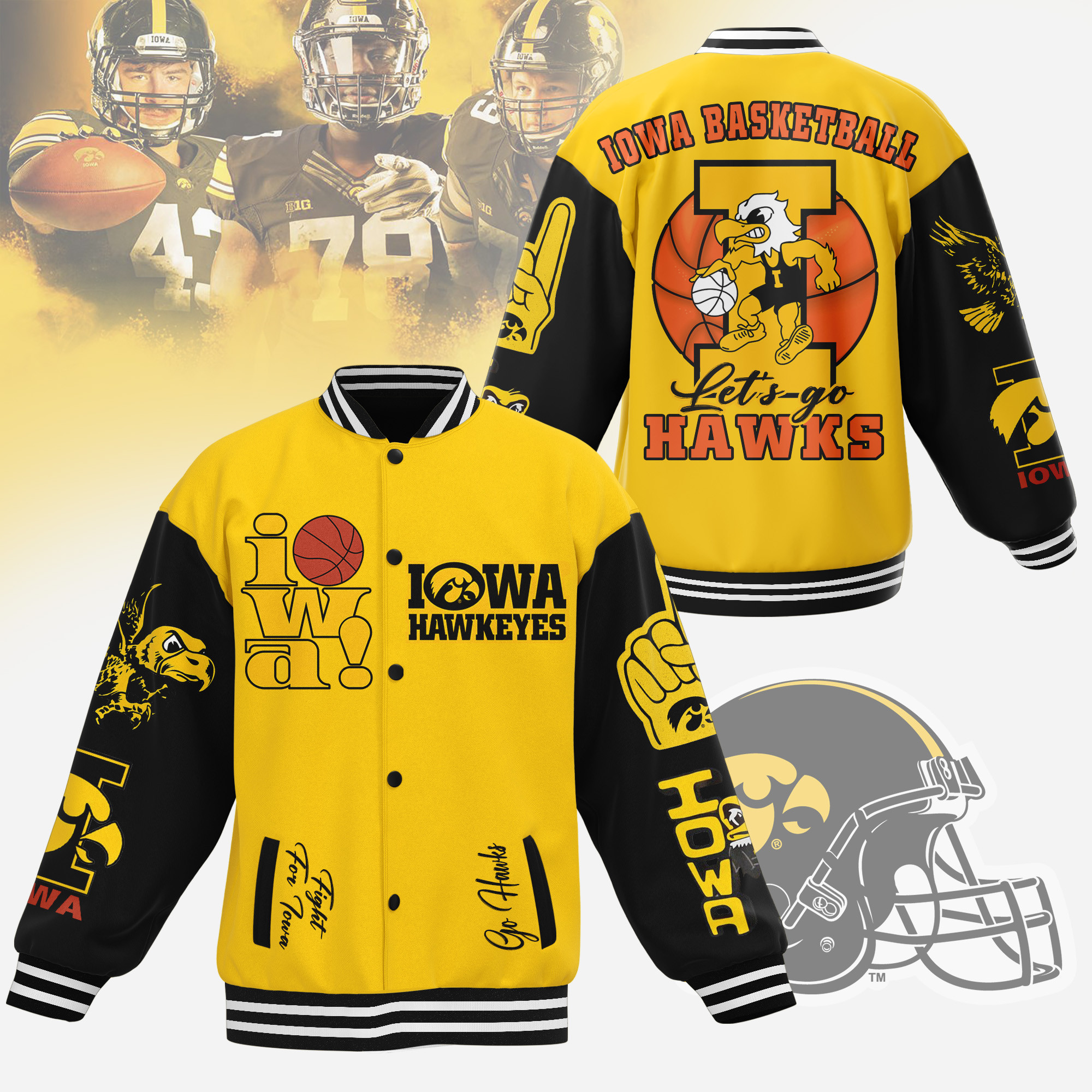 comfimerch iowa hawkeyes ncaa new bomber baseball jacket for fan iniu3