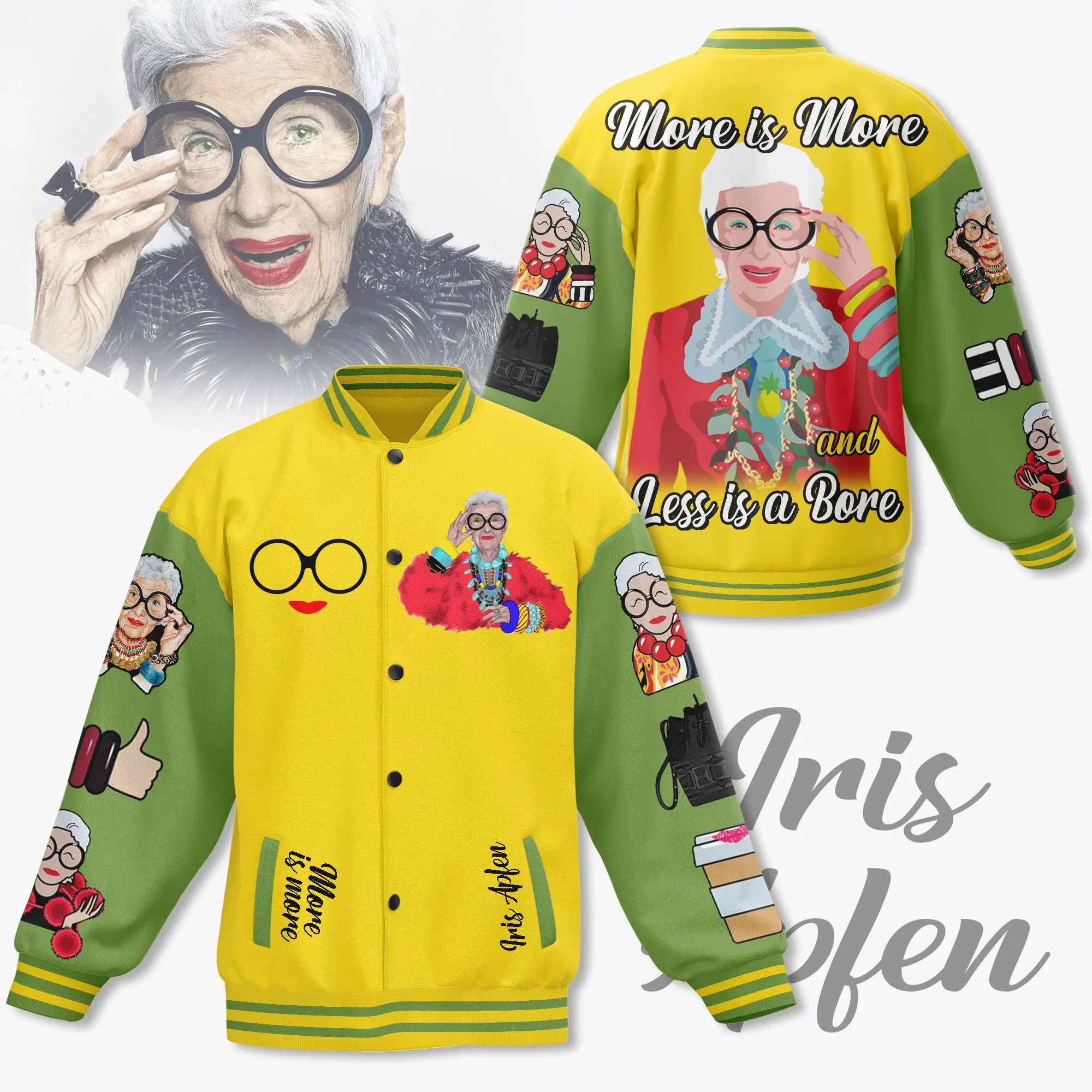 comfimerch iris apfel new bomber baseball jacket for fan du0yv