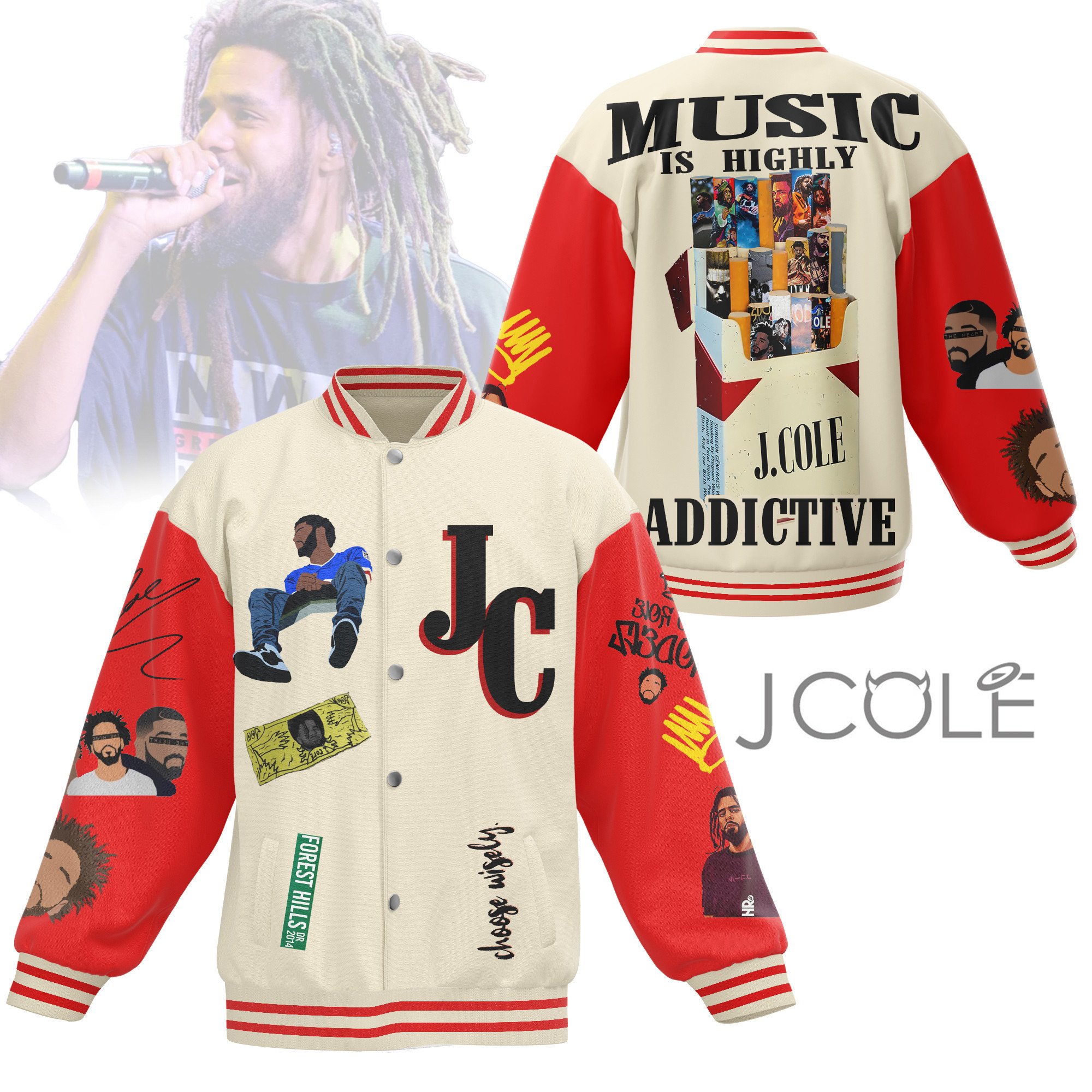 comfimerch j cole new bomber baseball jacket for fan dslwt