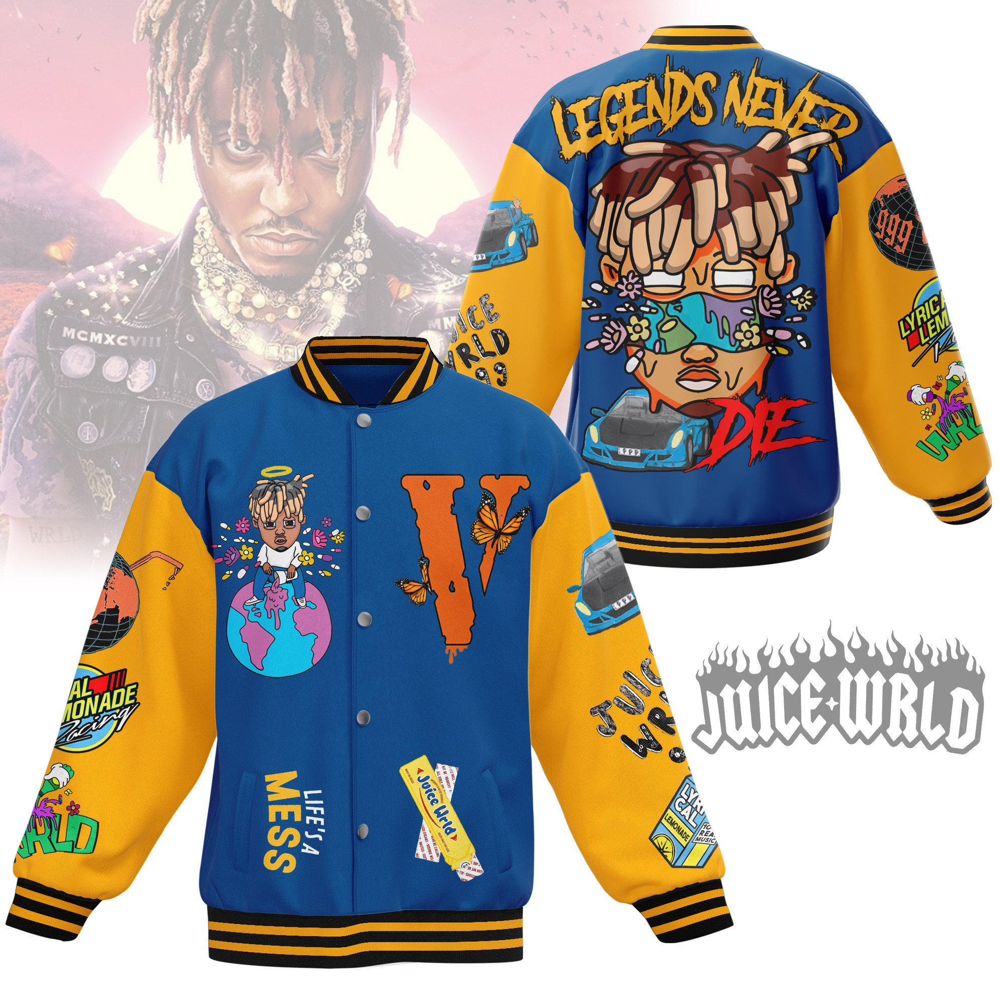 comfimerch juice wrld new bomber baseball jacket for fan oyhmp