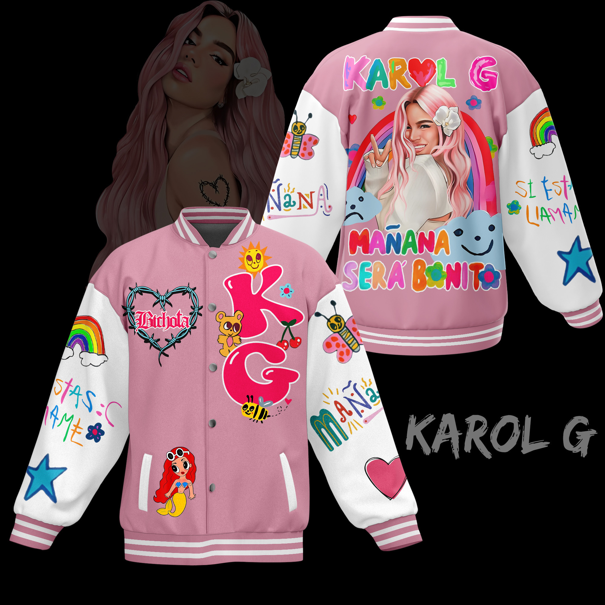 comfimerch karol g new bomber baseball jacket for fan 0orkq