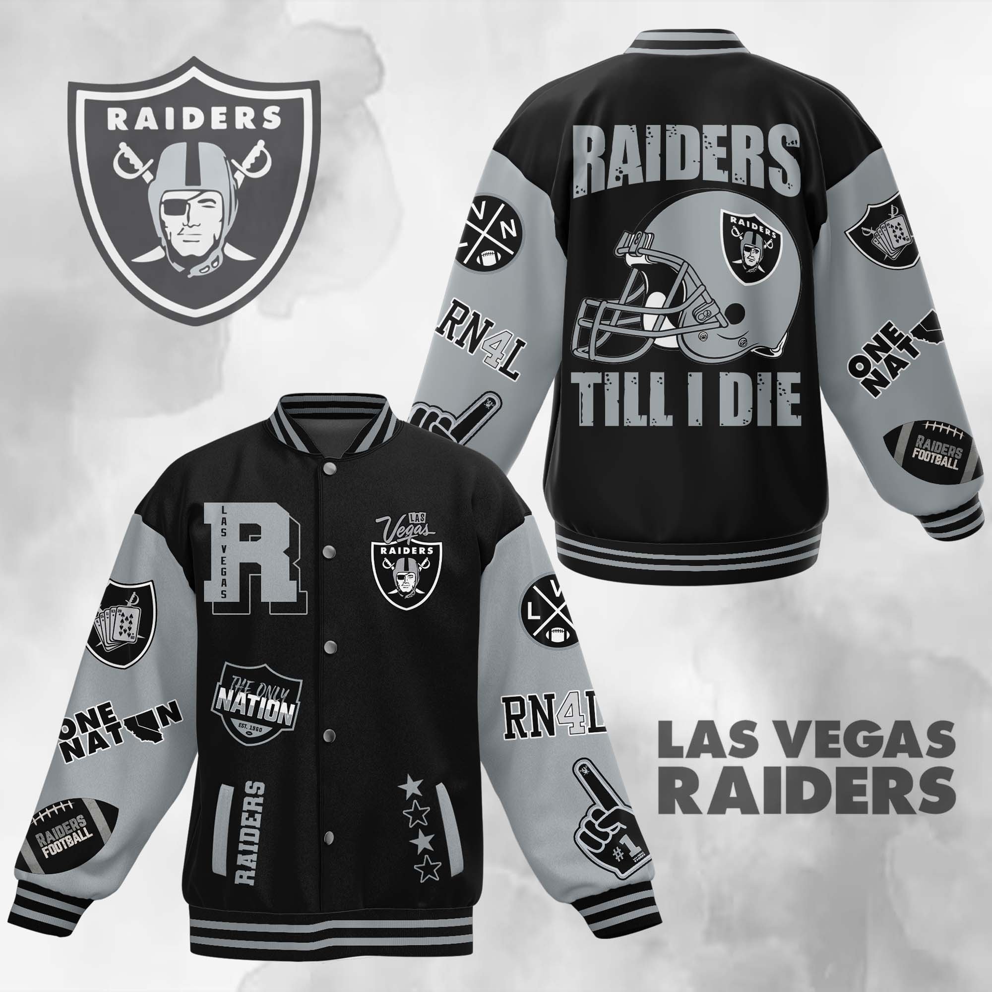 comfimerch las vegas raiders nfl new bomber baseball jacket for fan yck2e